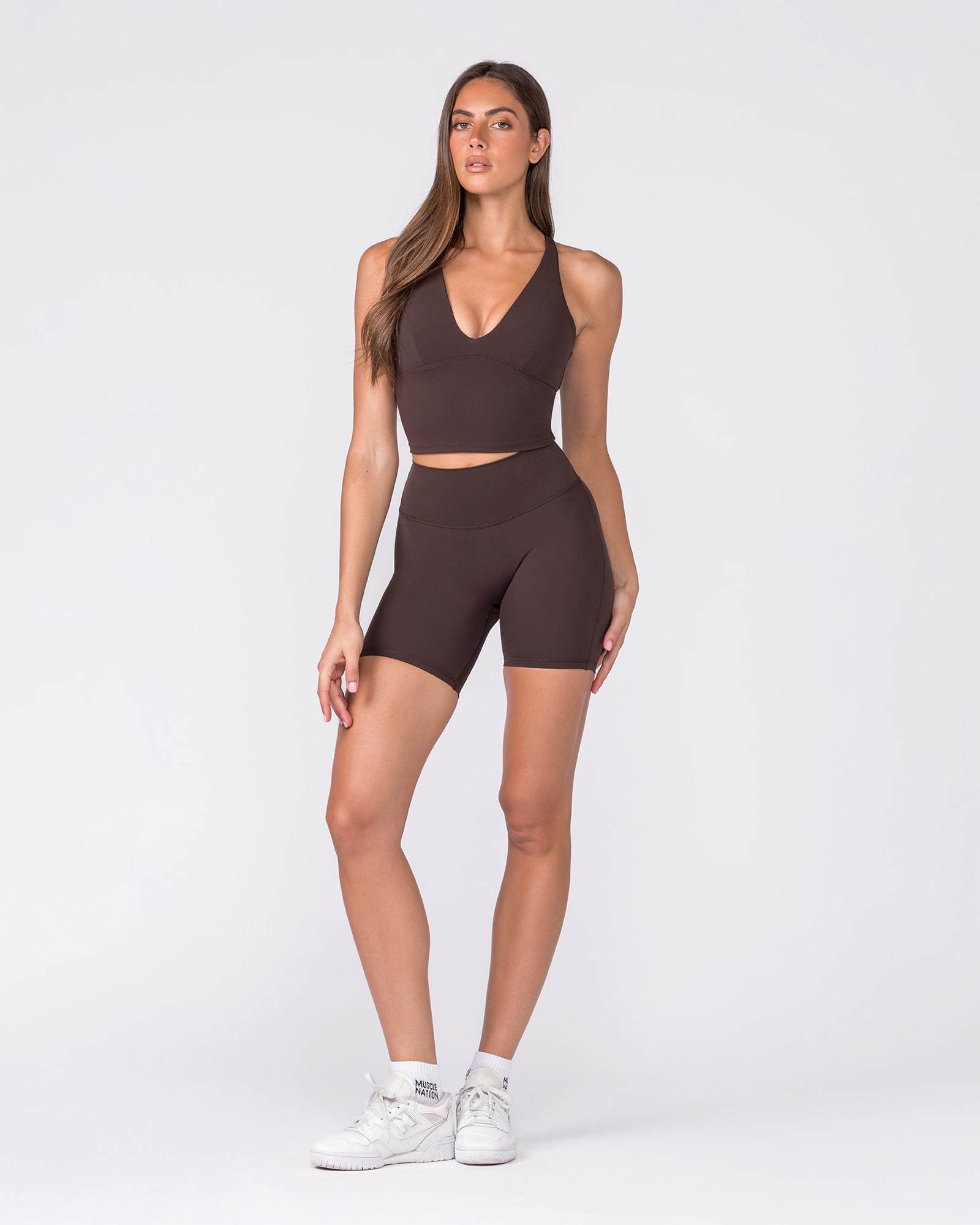 Aura Peachy Invisible Scrunch Bike Shorts - Cocoa