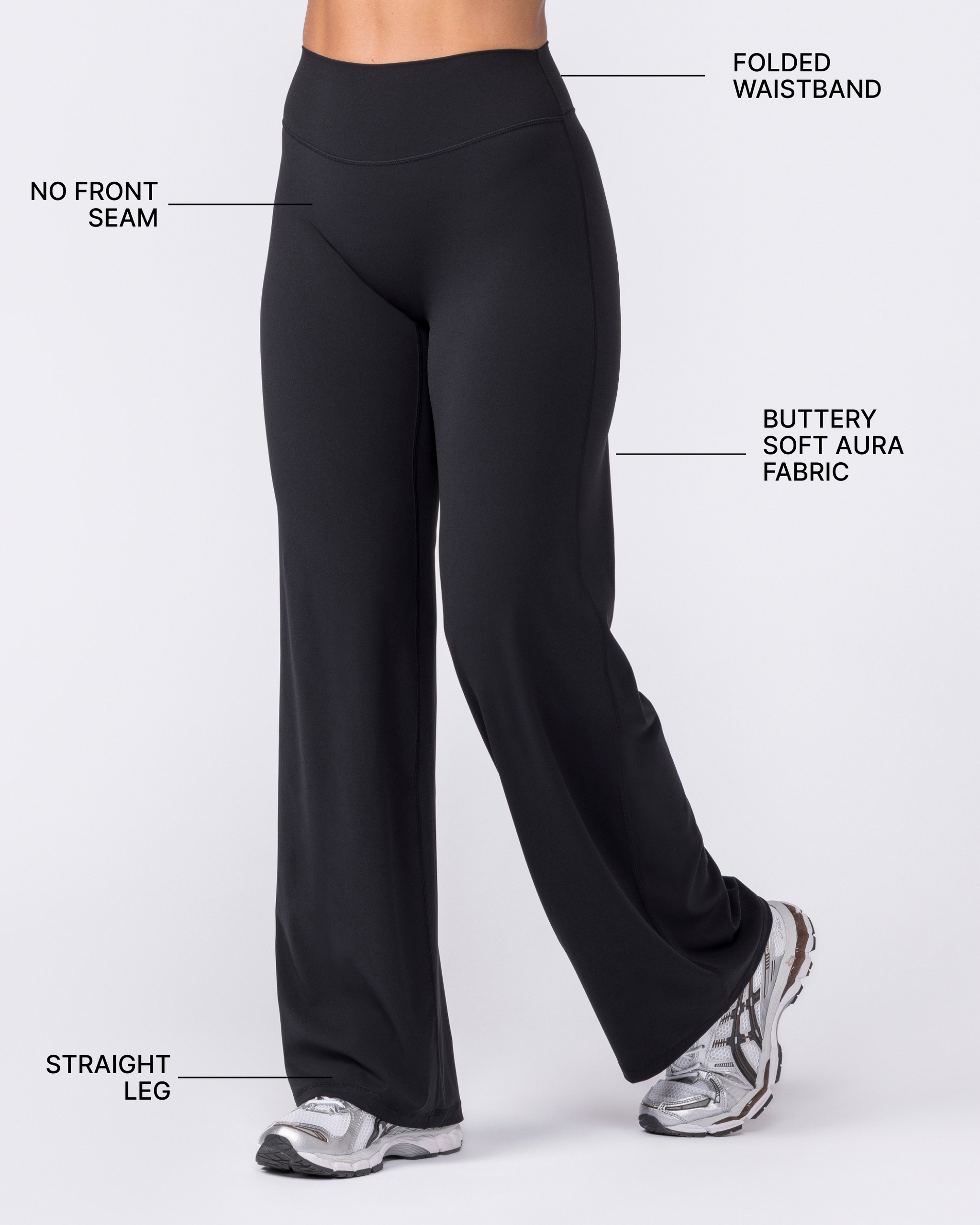 Aura Straight Leg Leggings Short - Black