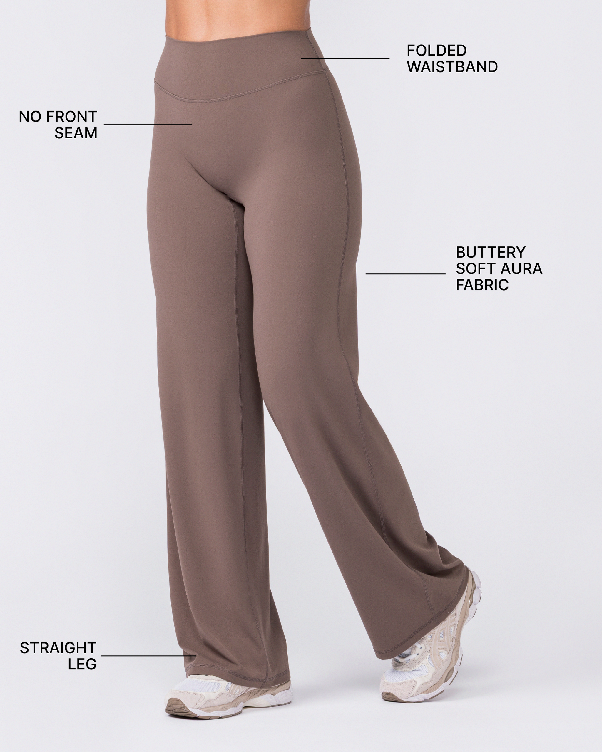 Aura Straight Leg Leggings Short - Taupe