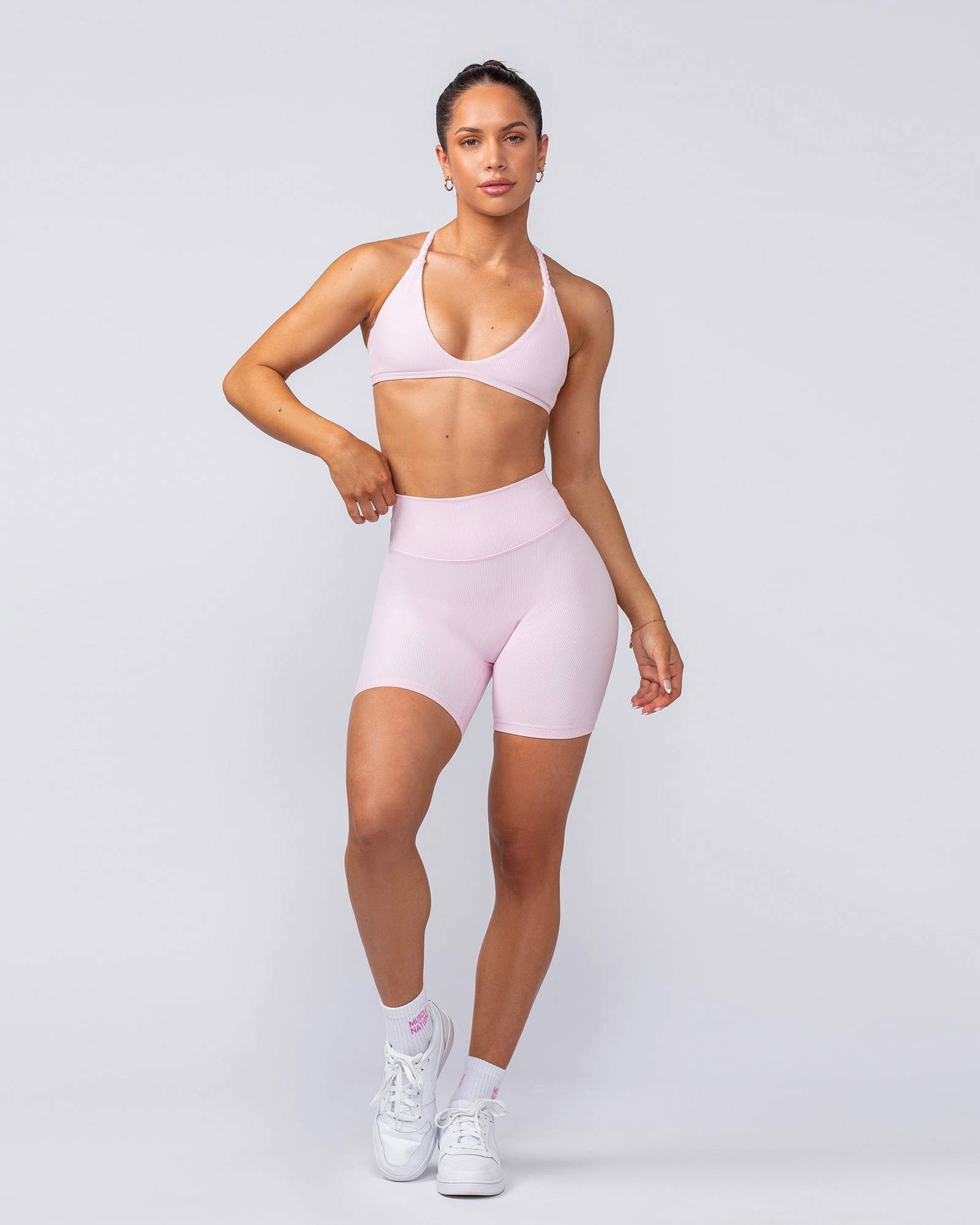 Zero Rise Rib Bike Shorts - Baby Pink