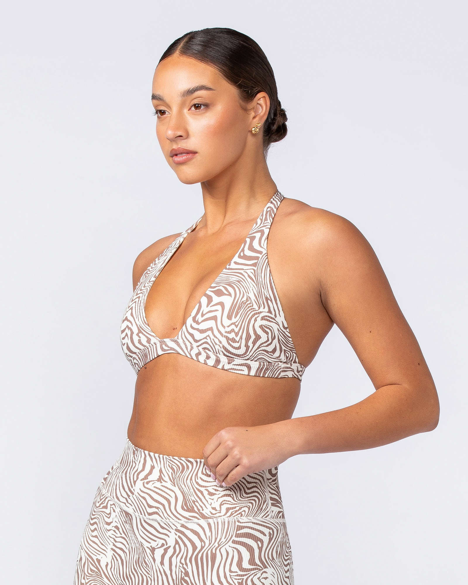Halter Rib Bralette - Cinnamon Zebra
