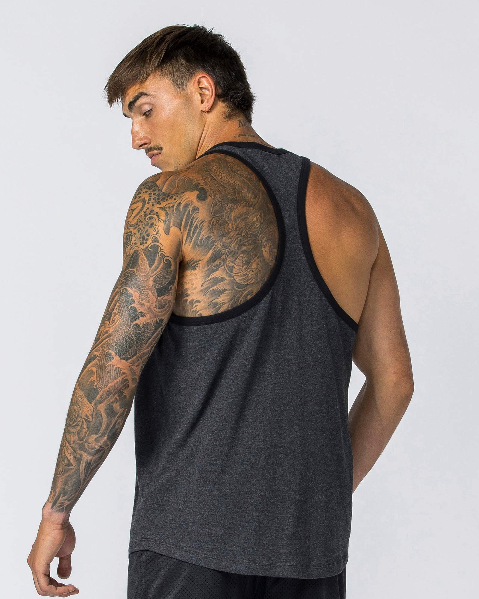 Striker Y Back Singlet - Black Marl (Black Bind)