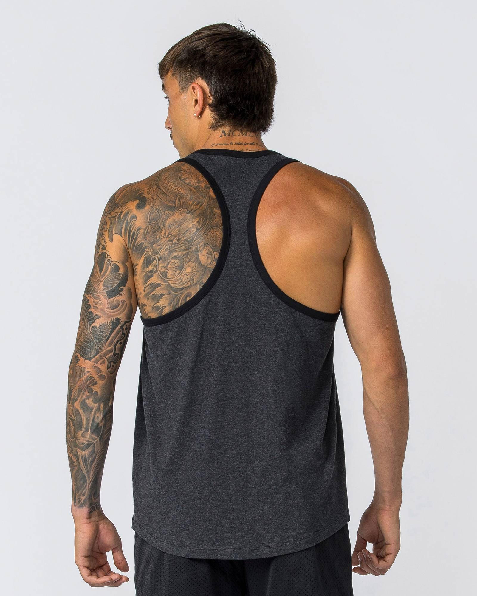 Striker Y Back Singlet - Black Marl (Black Bind)