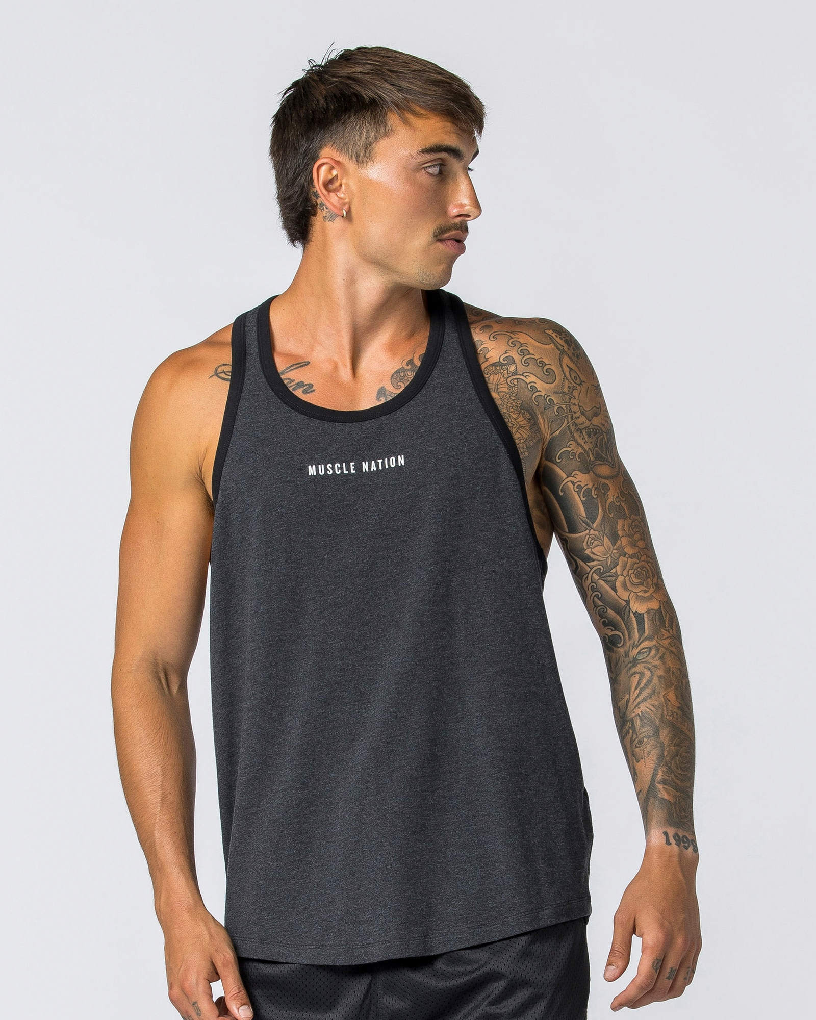 Striker Y Back Singlet - Black Marl (Black Bind)
