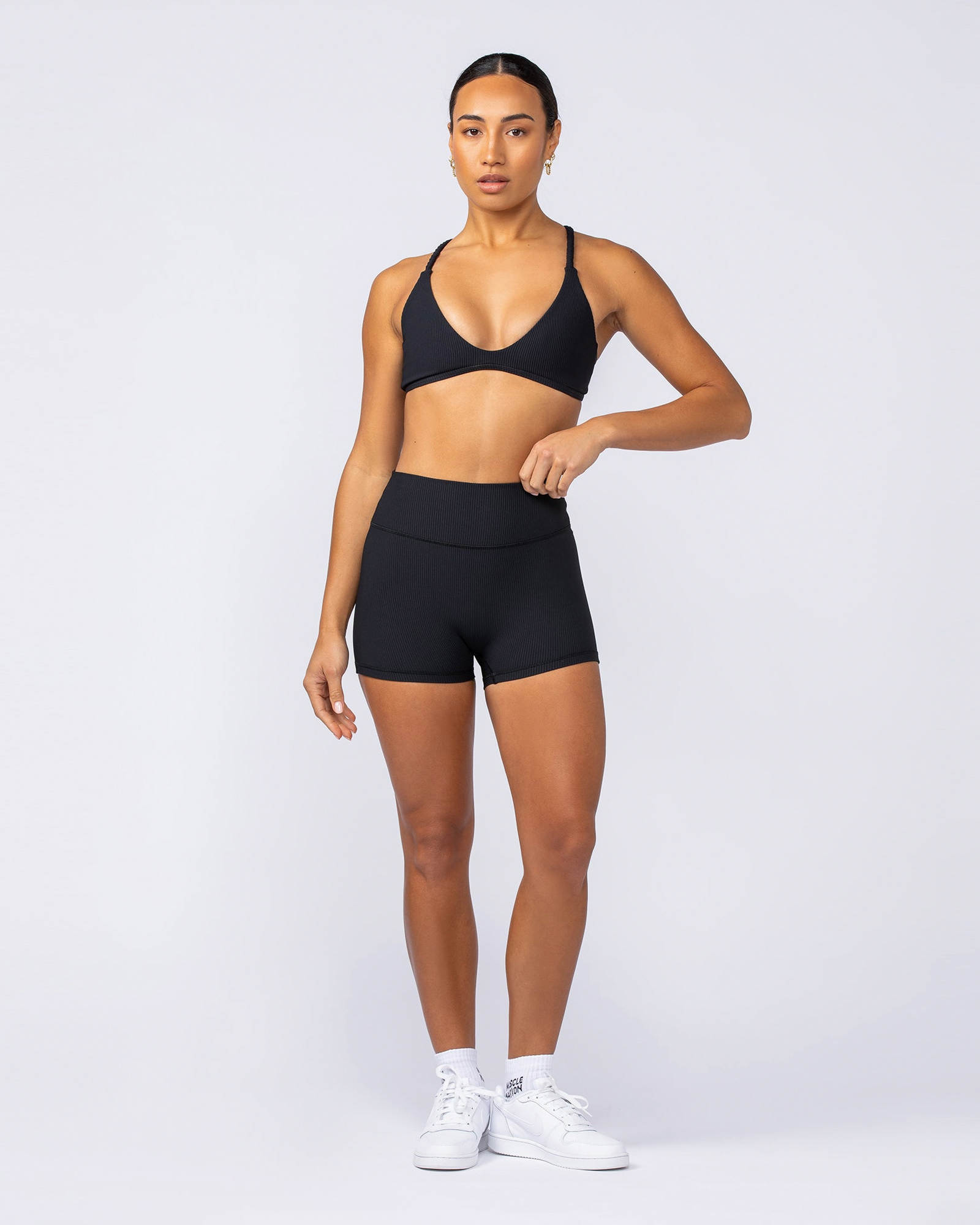 Zero Rise Rib Booty Shorts - Black