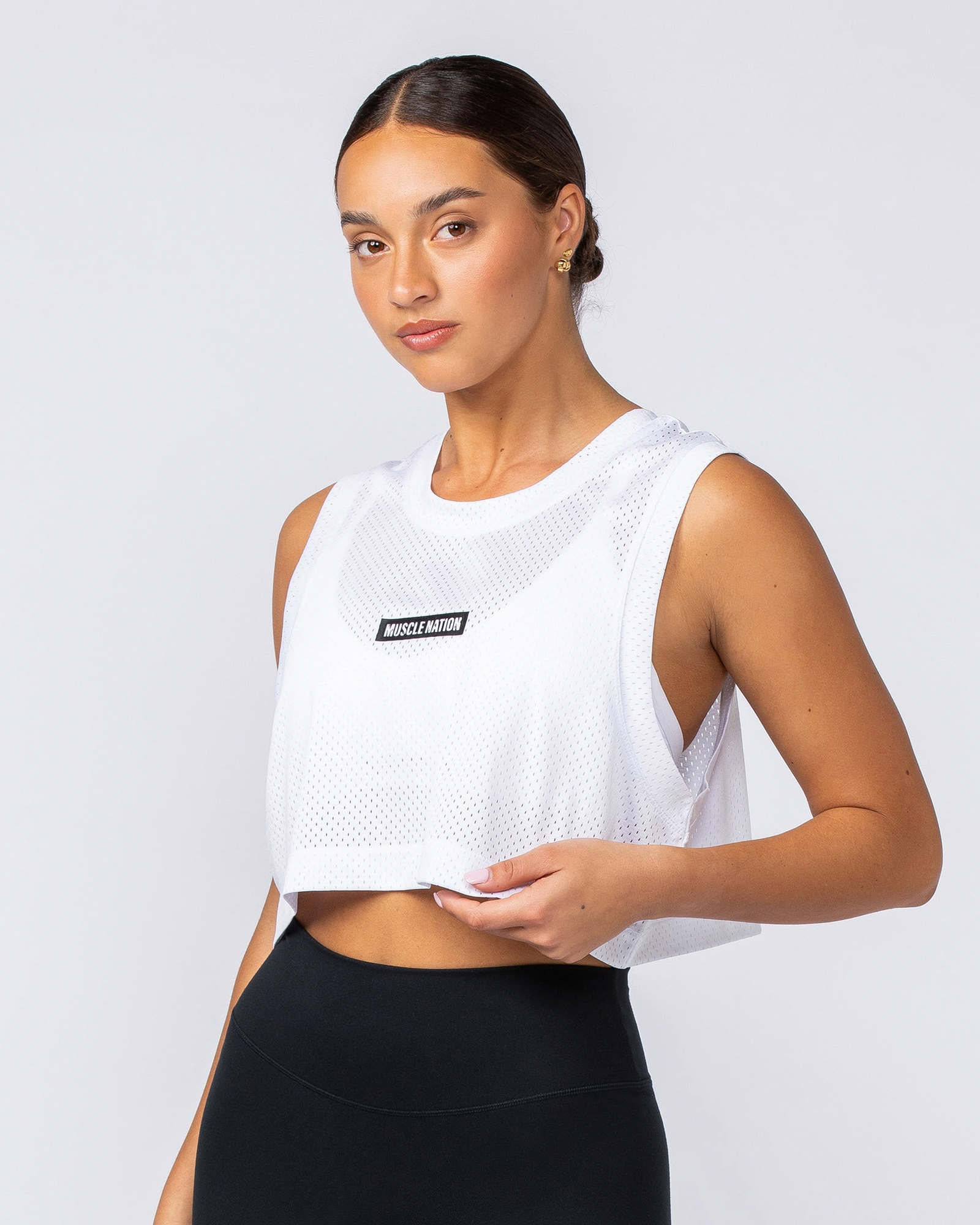 Swift Cropped Training Tank - White