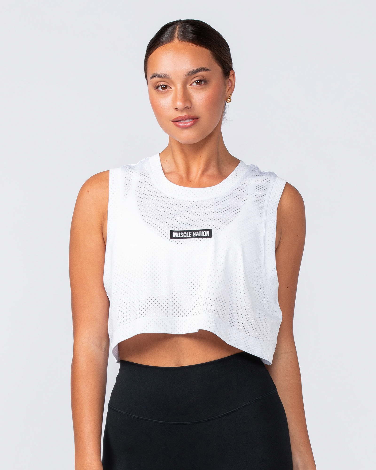 Swift Cropped Training Tank - White