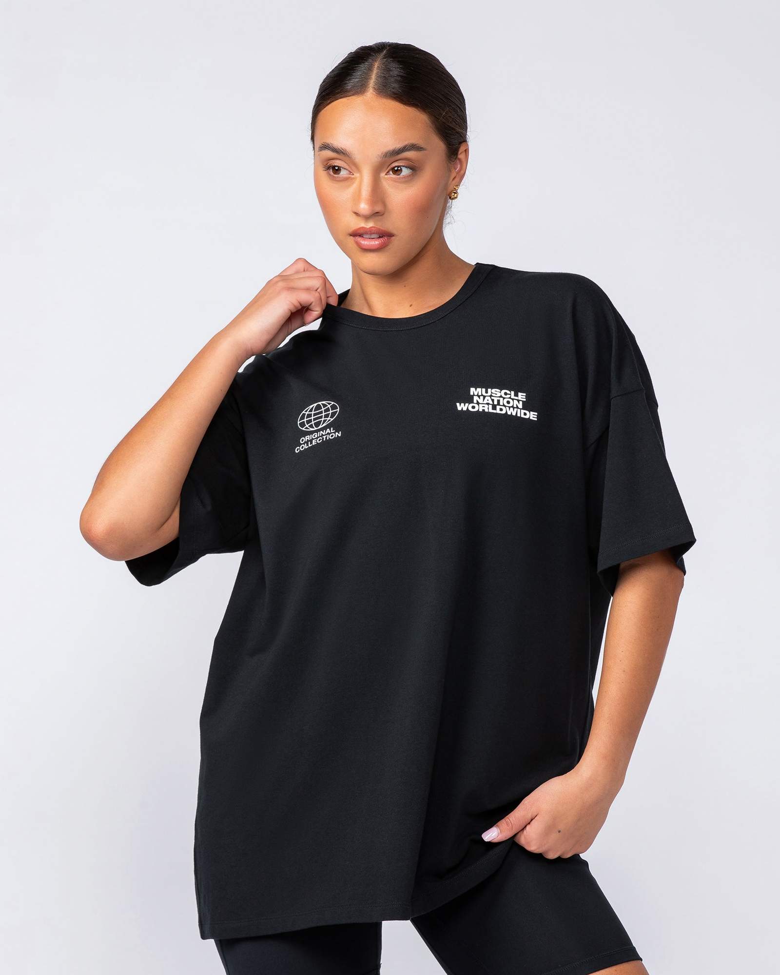 Womens Global Oversized Tee - Black