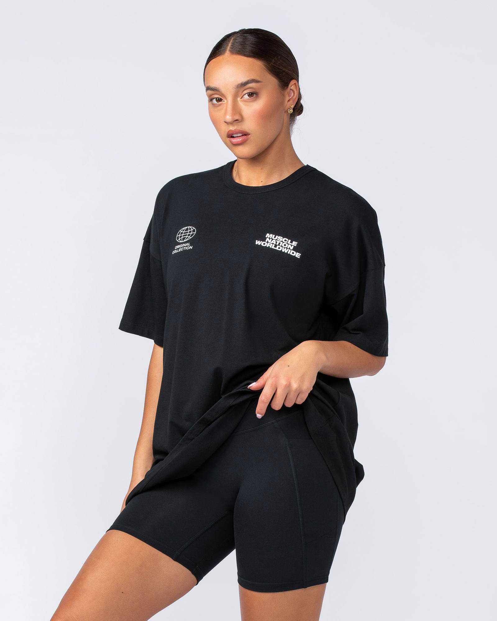 Womens Global Oversized Tee - Black