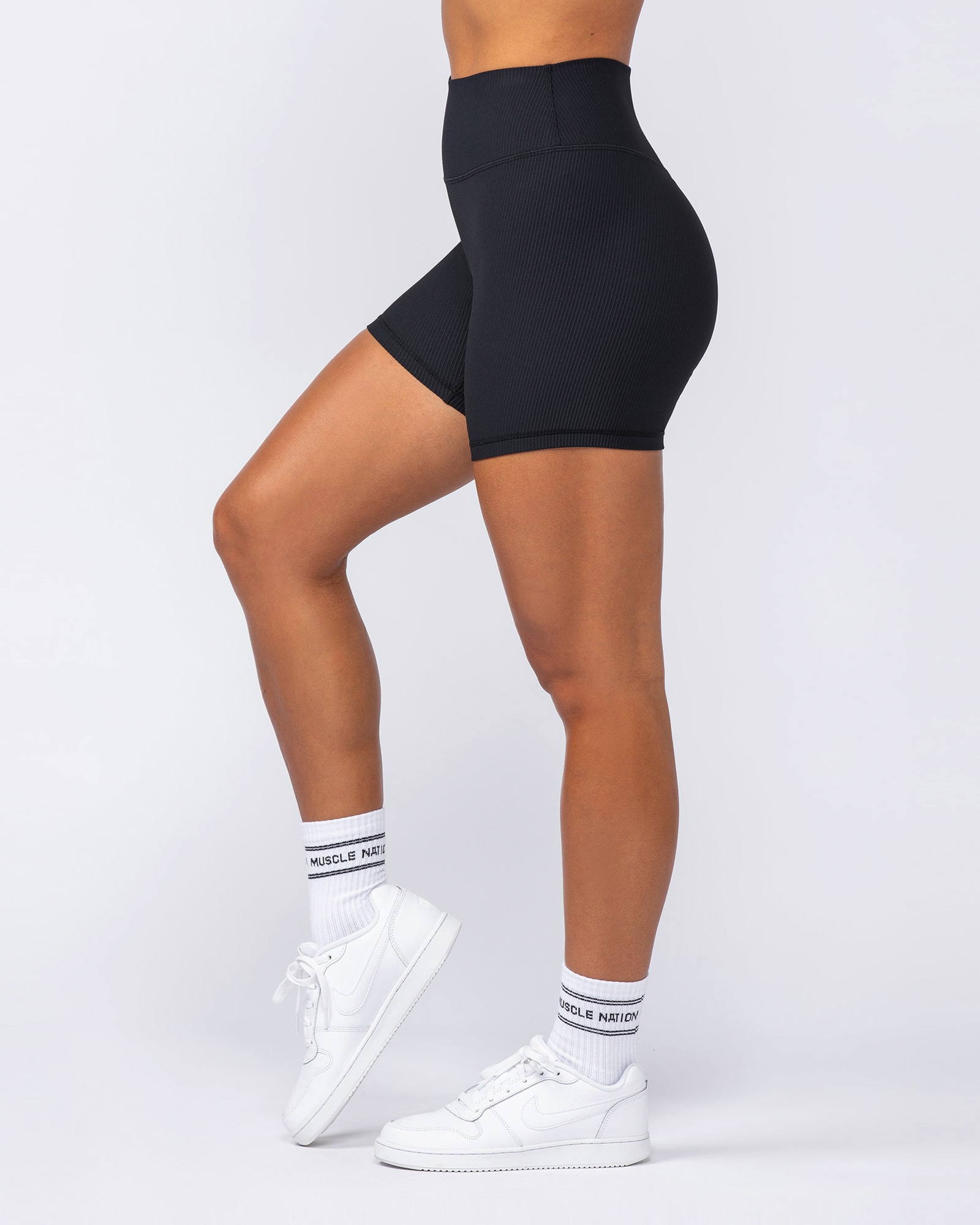 Zero Rise Rib Midway Shorts - Black (Silicone Logo)