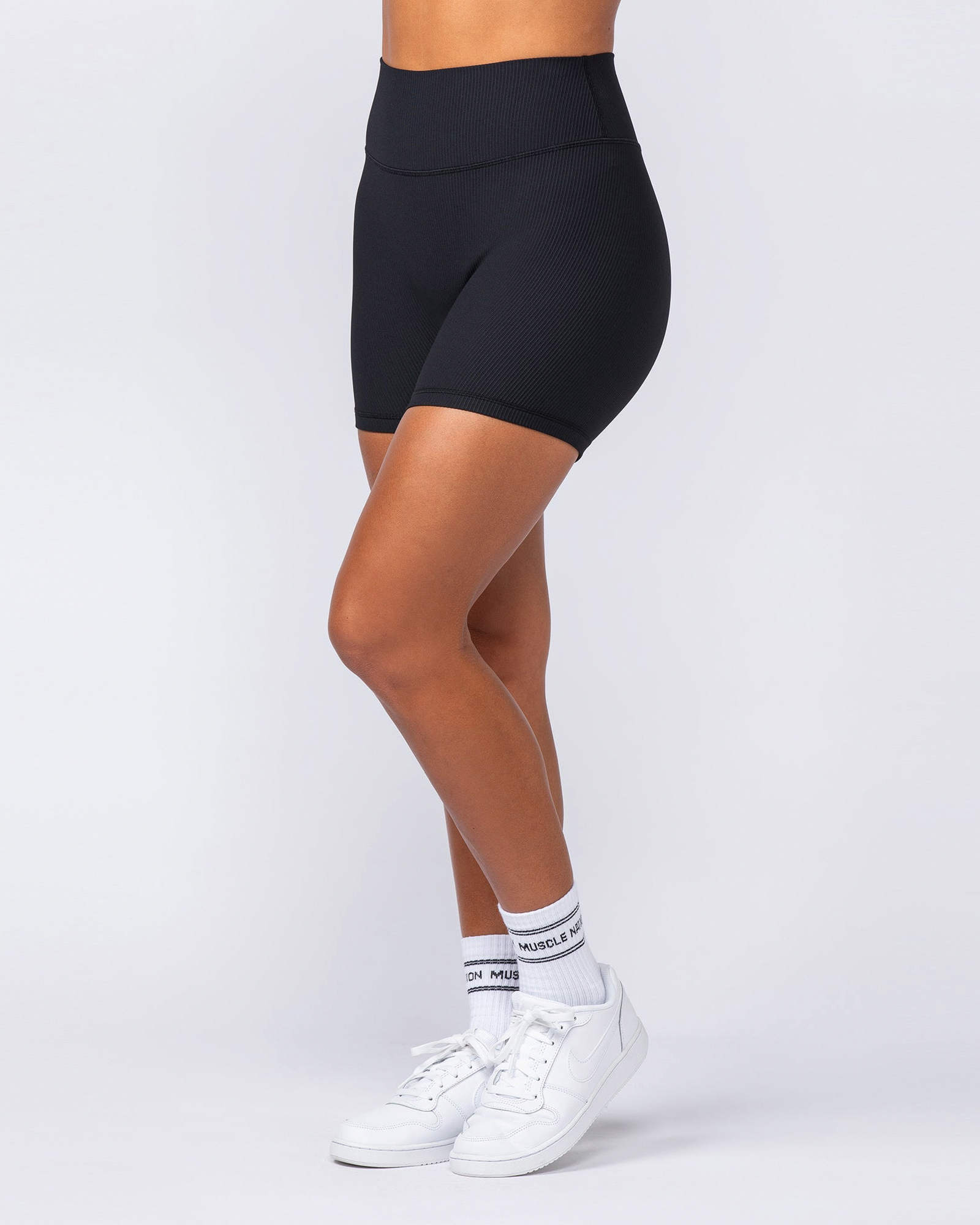Zero Rise Rib Midway Shorts - Black (Silicone Logo)