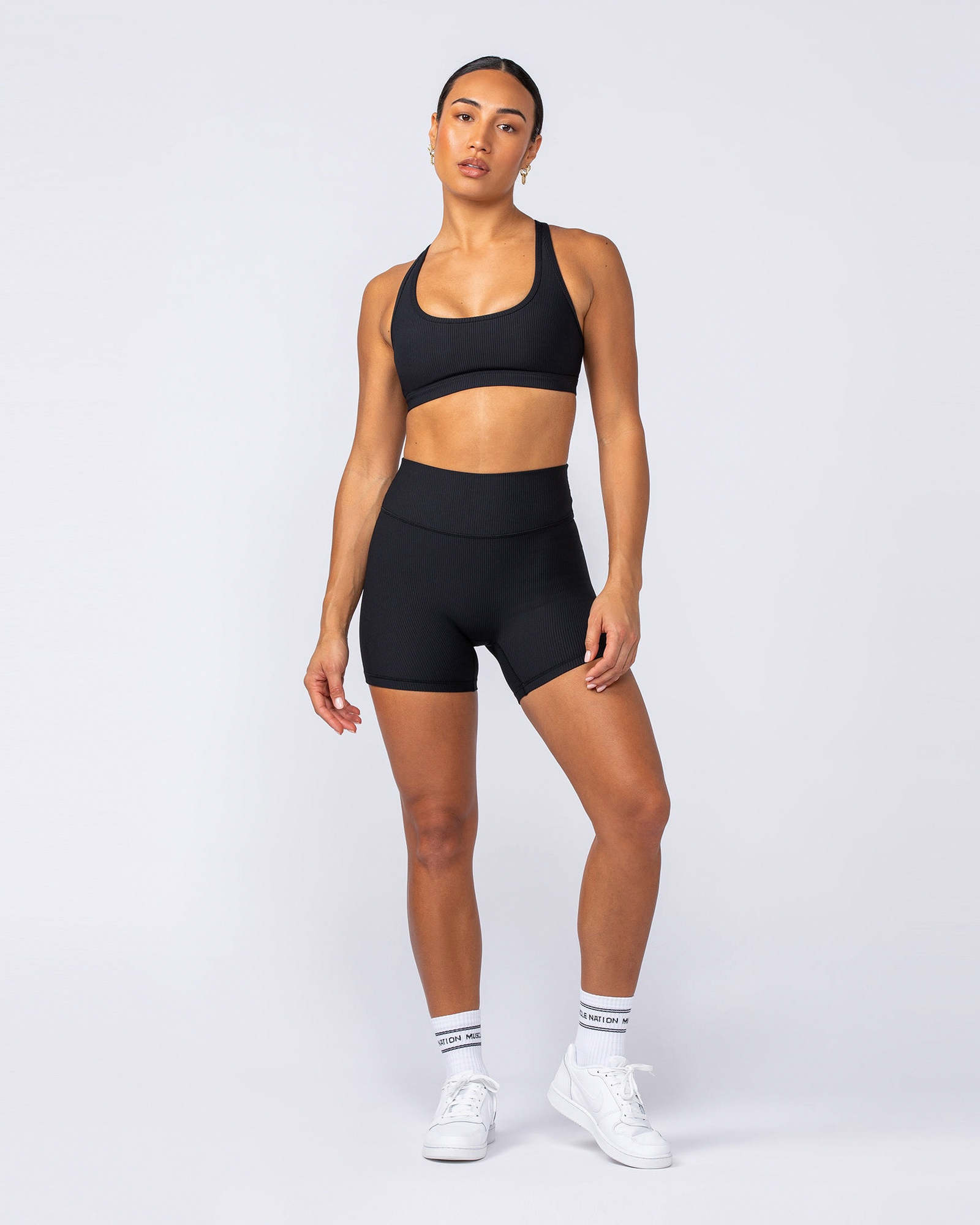 Zero Rise Rib Midway Shorts - Black (Silicone Logo)