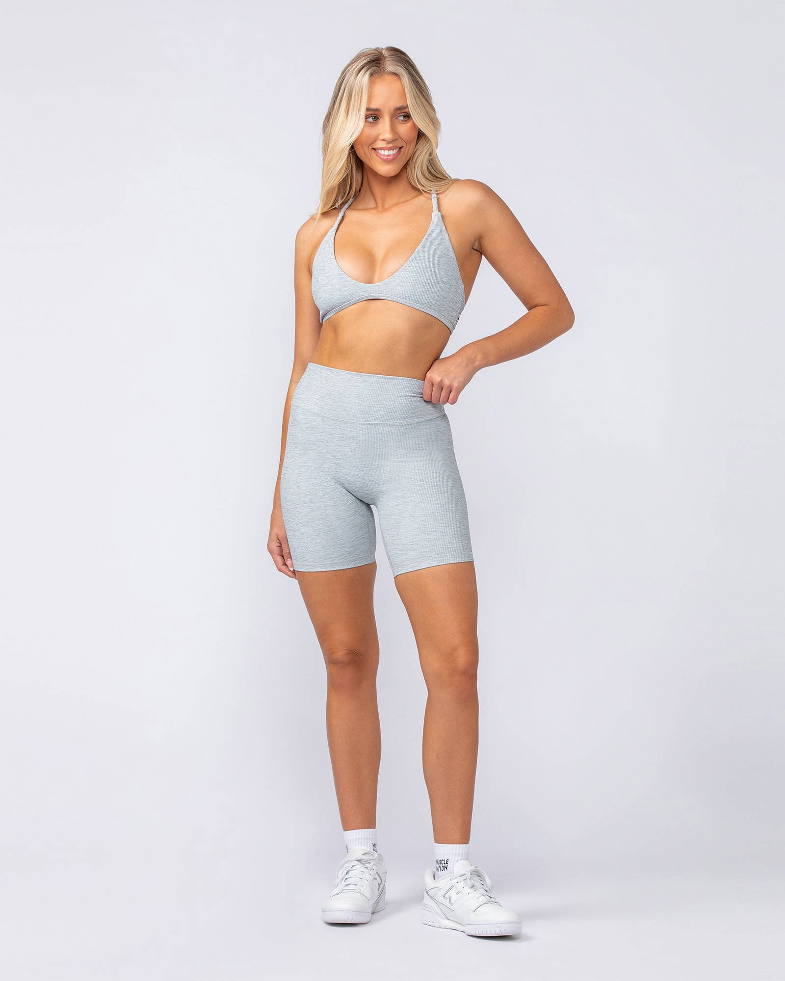 Zero Rise Rib Bike Shorts - Grey Marl