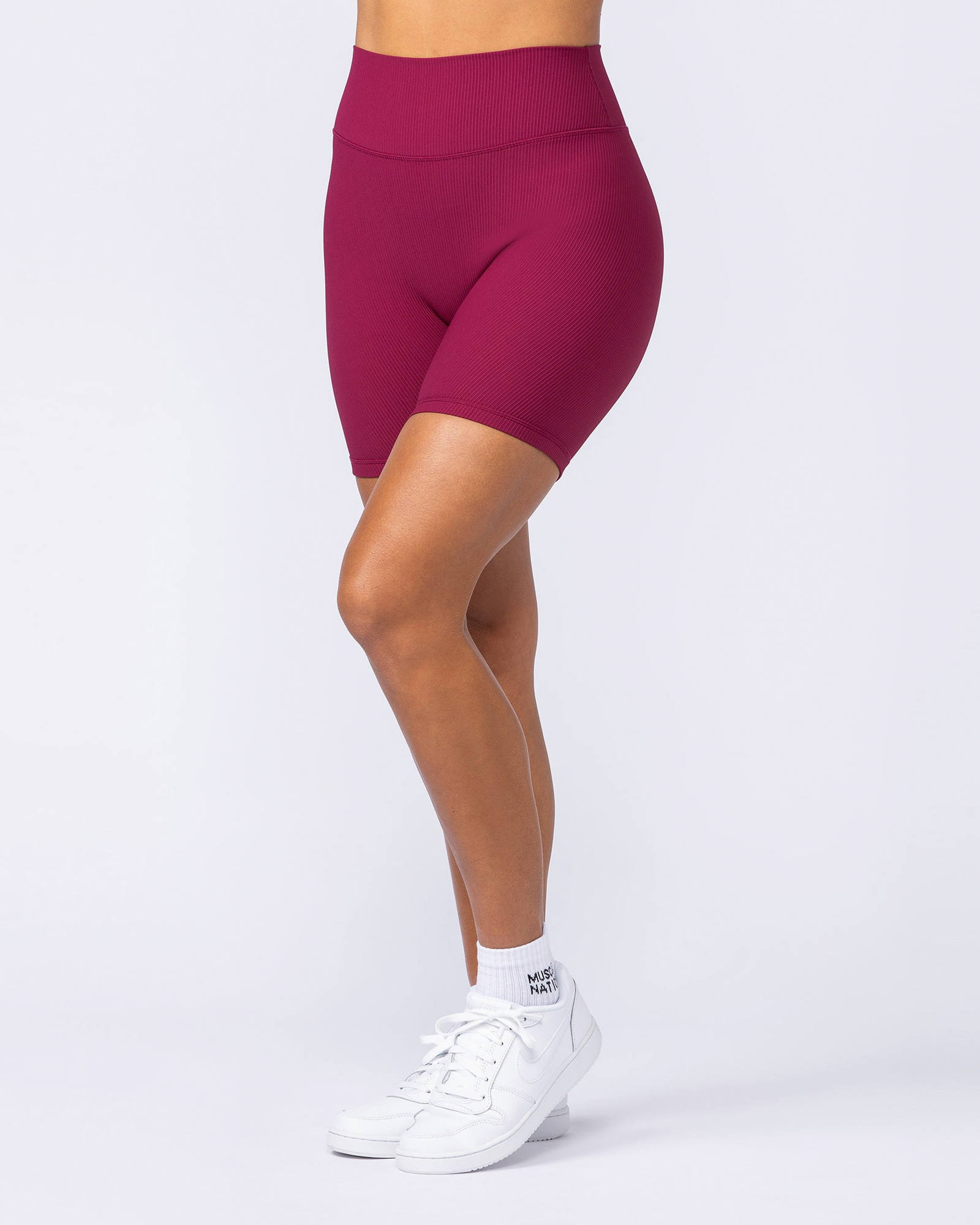 Zero Rise Rib Bike Shorts - Rose Bud