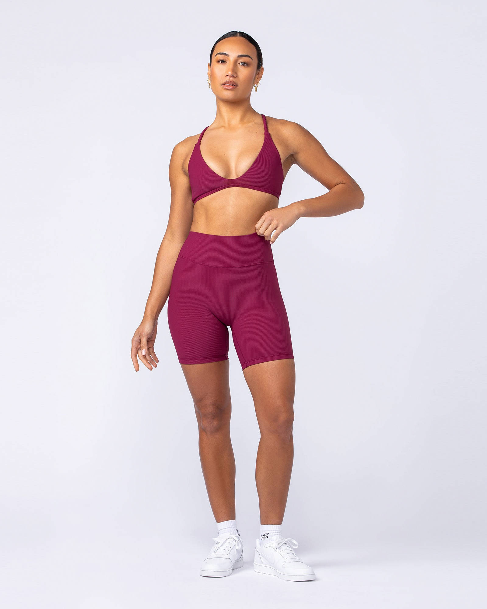 Zero Rise Rib Bike Shorts - Rose Bud