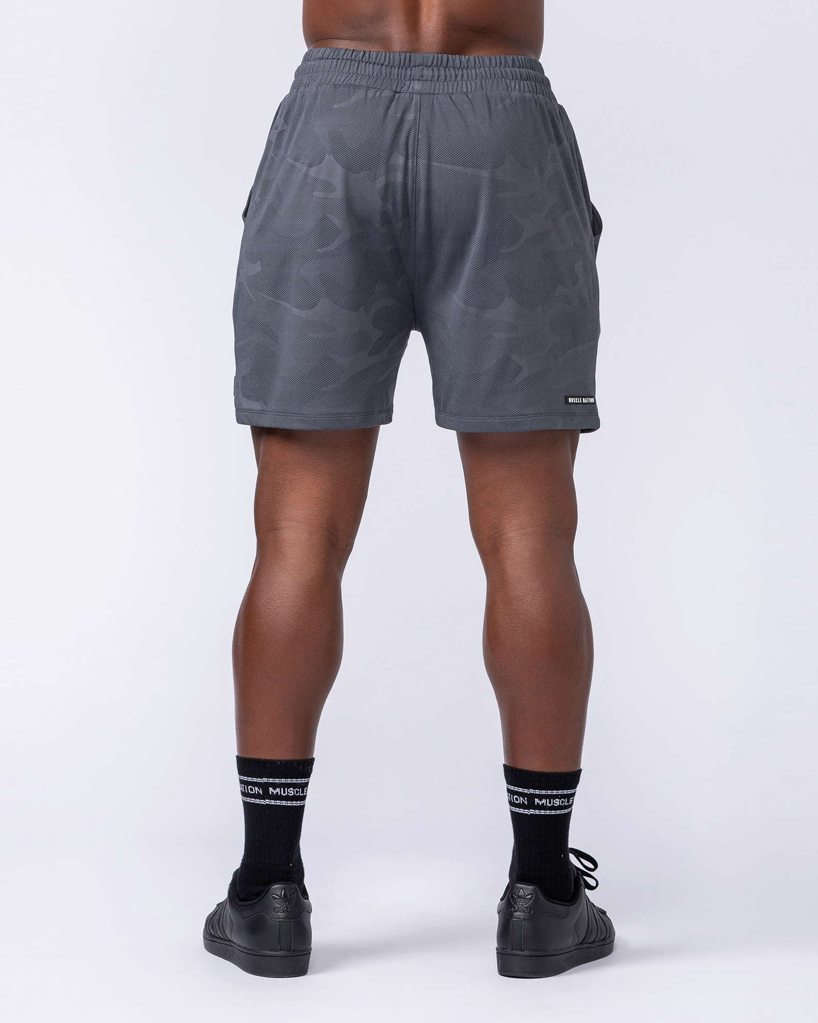 Tech Camo Lay Up 5" Shorts - Dark Grey Camo