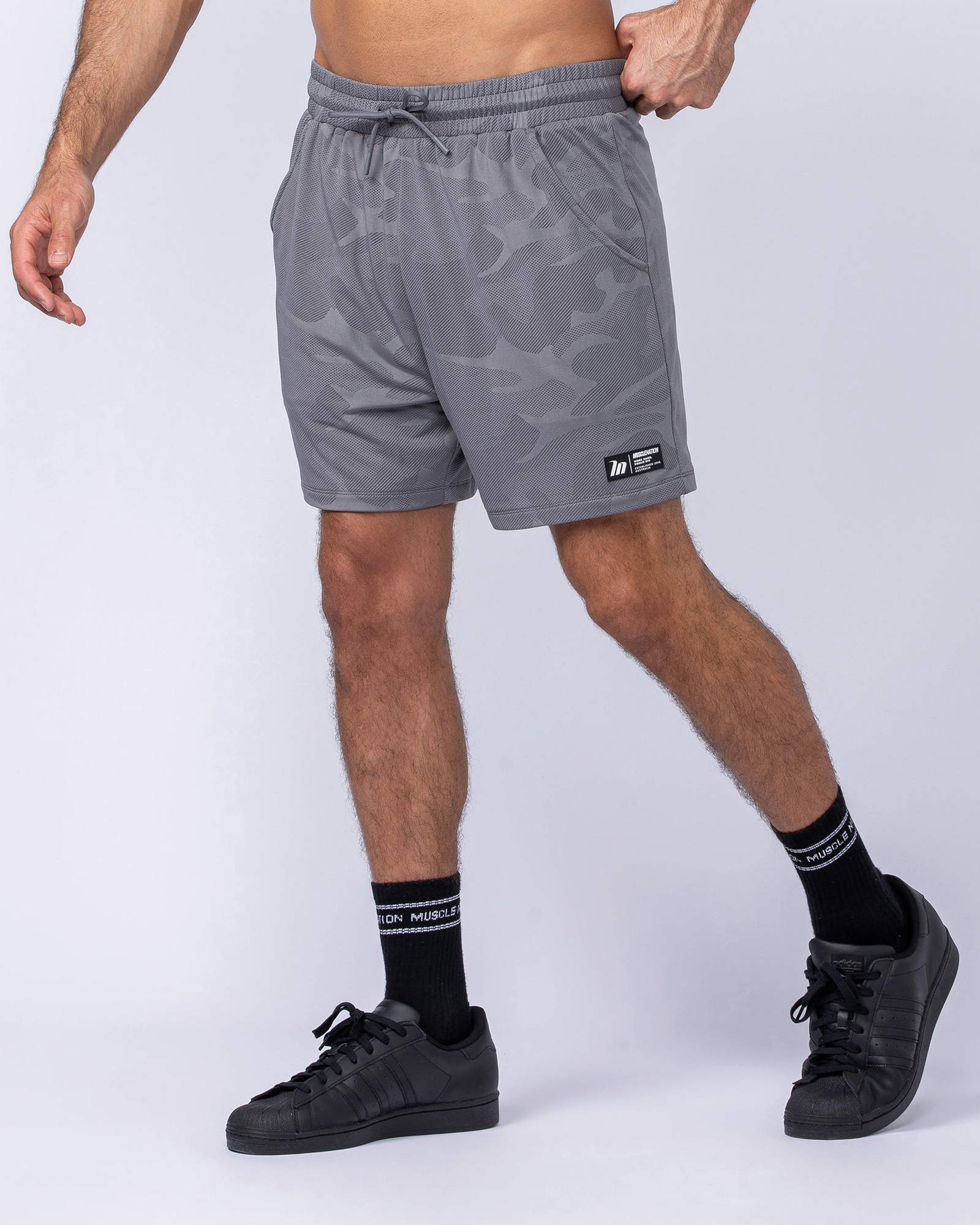 Tech Camo Lay Up 5" Shorts - Light Grey Camo