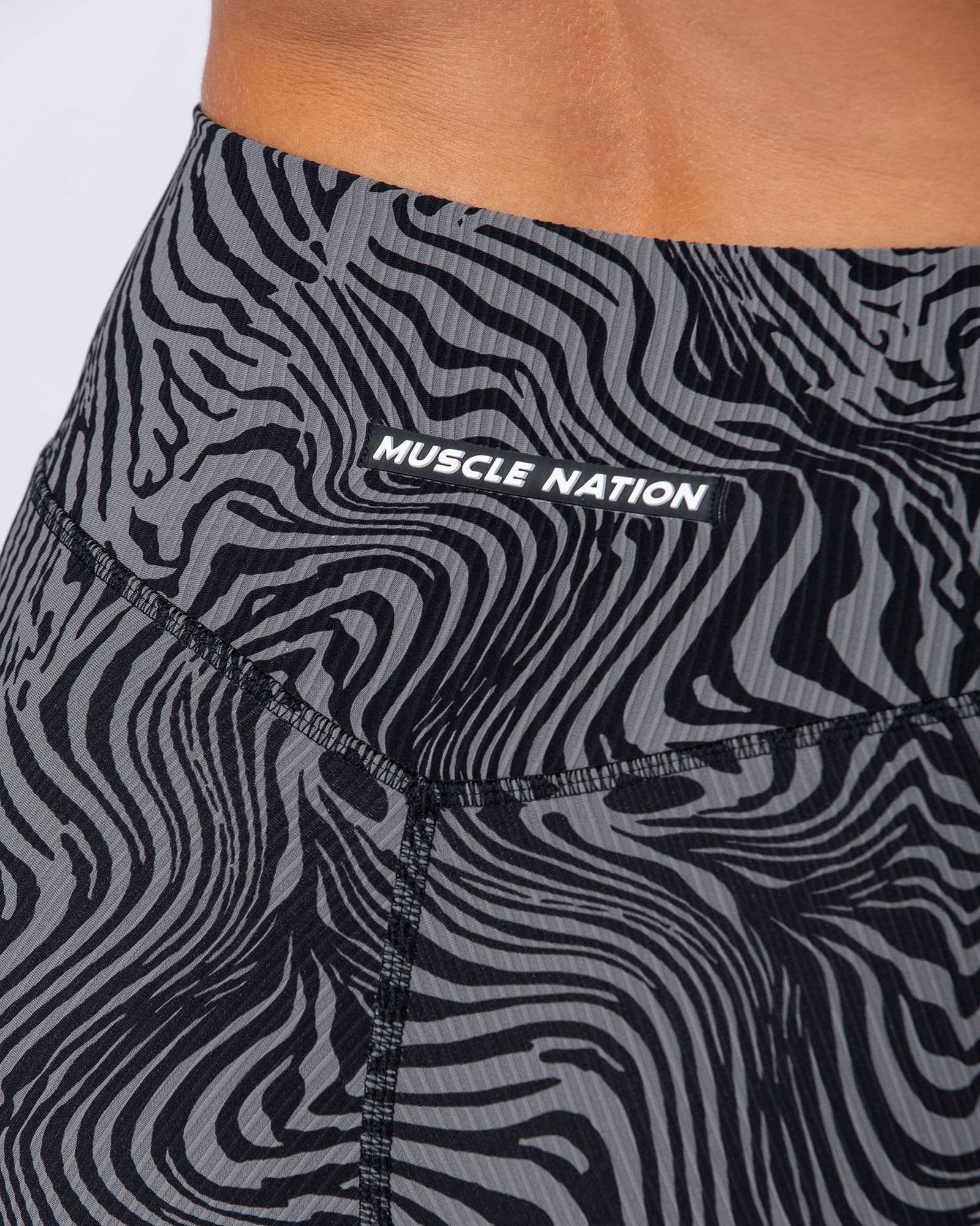 Zero Rise Rib Ankle Length Leggings - Black Zebra