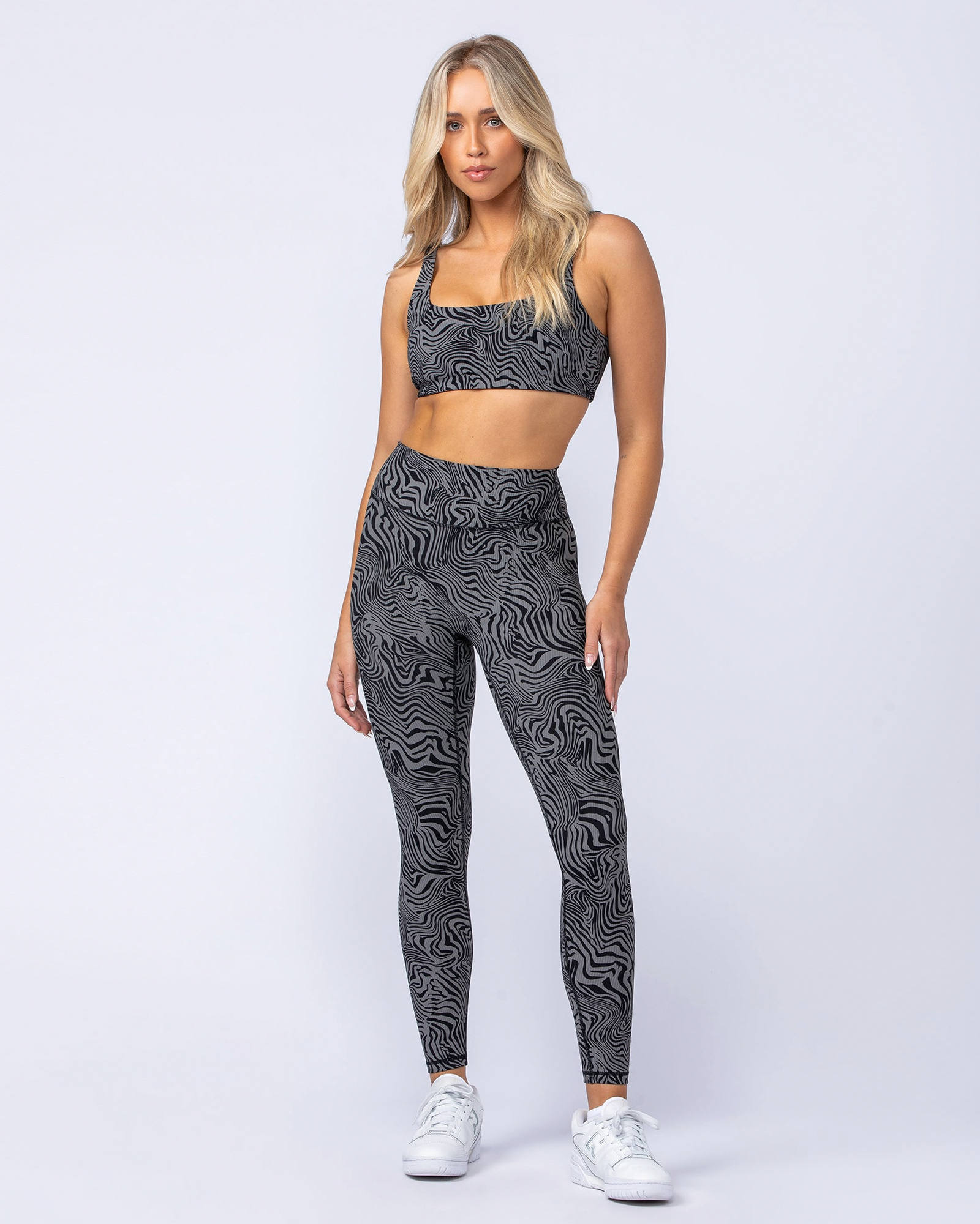 Zero Rise Rib Ankle Length Leggings - Black Zebra