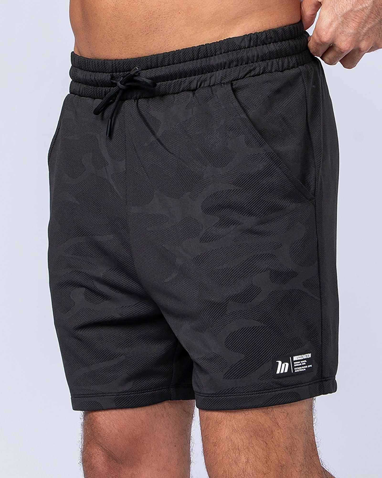 Tech Camo Lay Up 5" Shorts - Black Camo