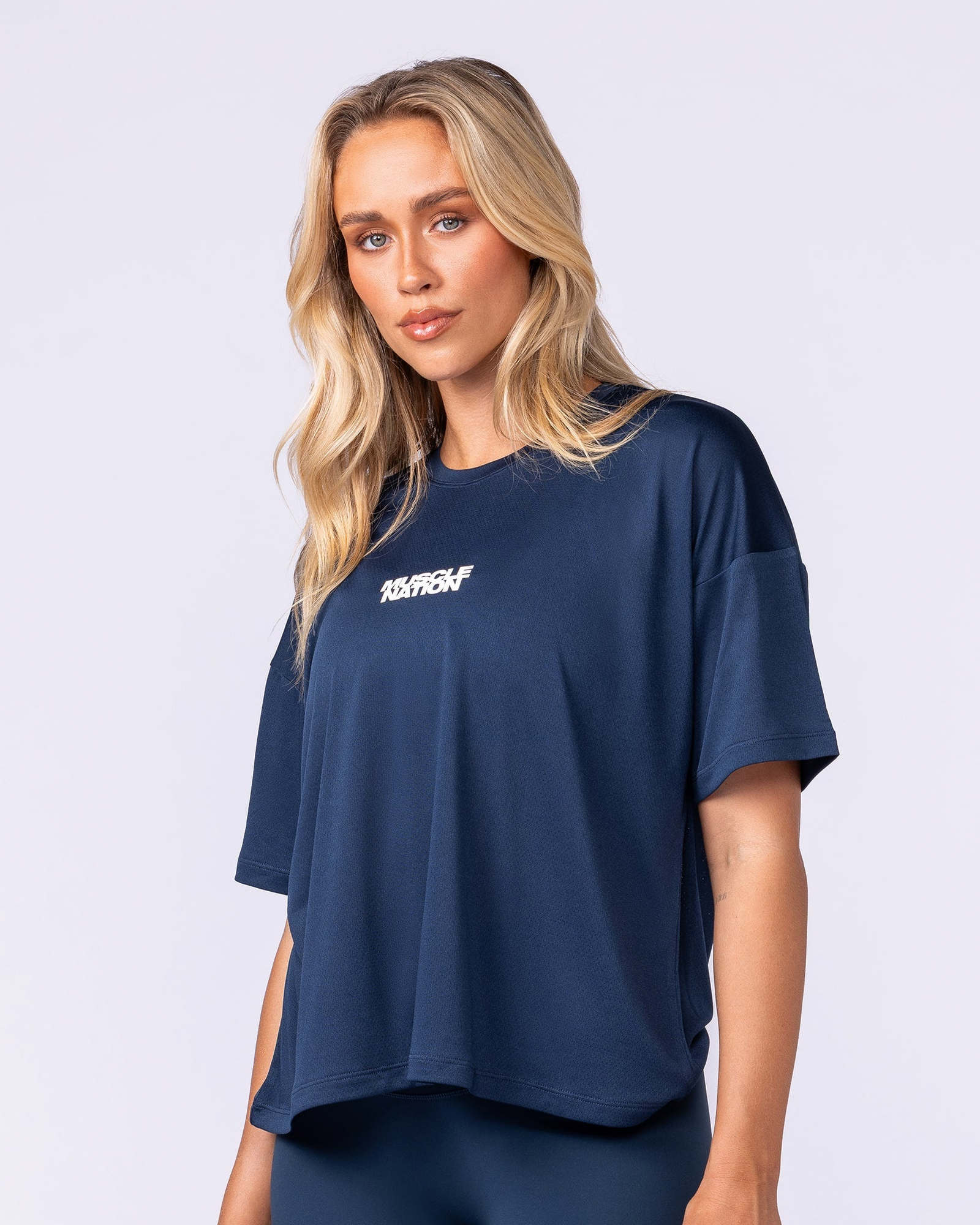 Boxy Training Tee - Navy