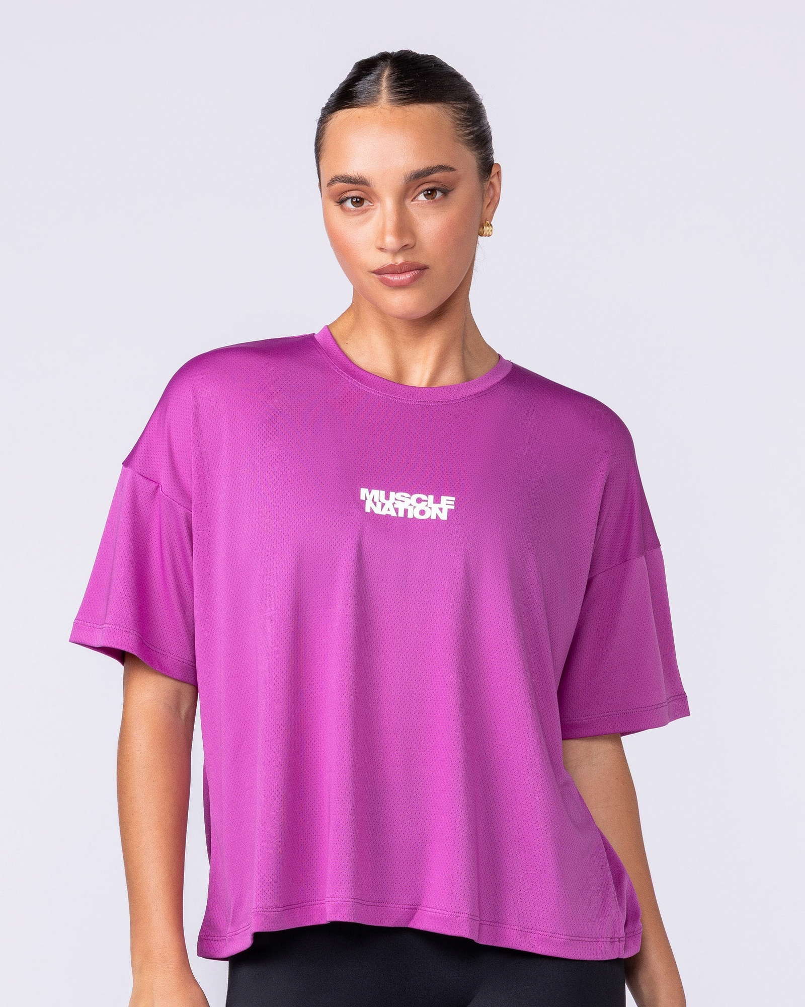 Boxy Training Tee - Radiant Orchid