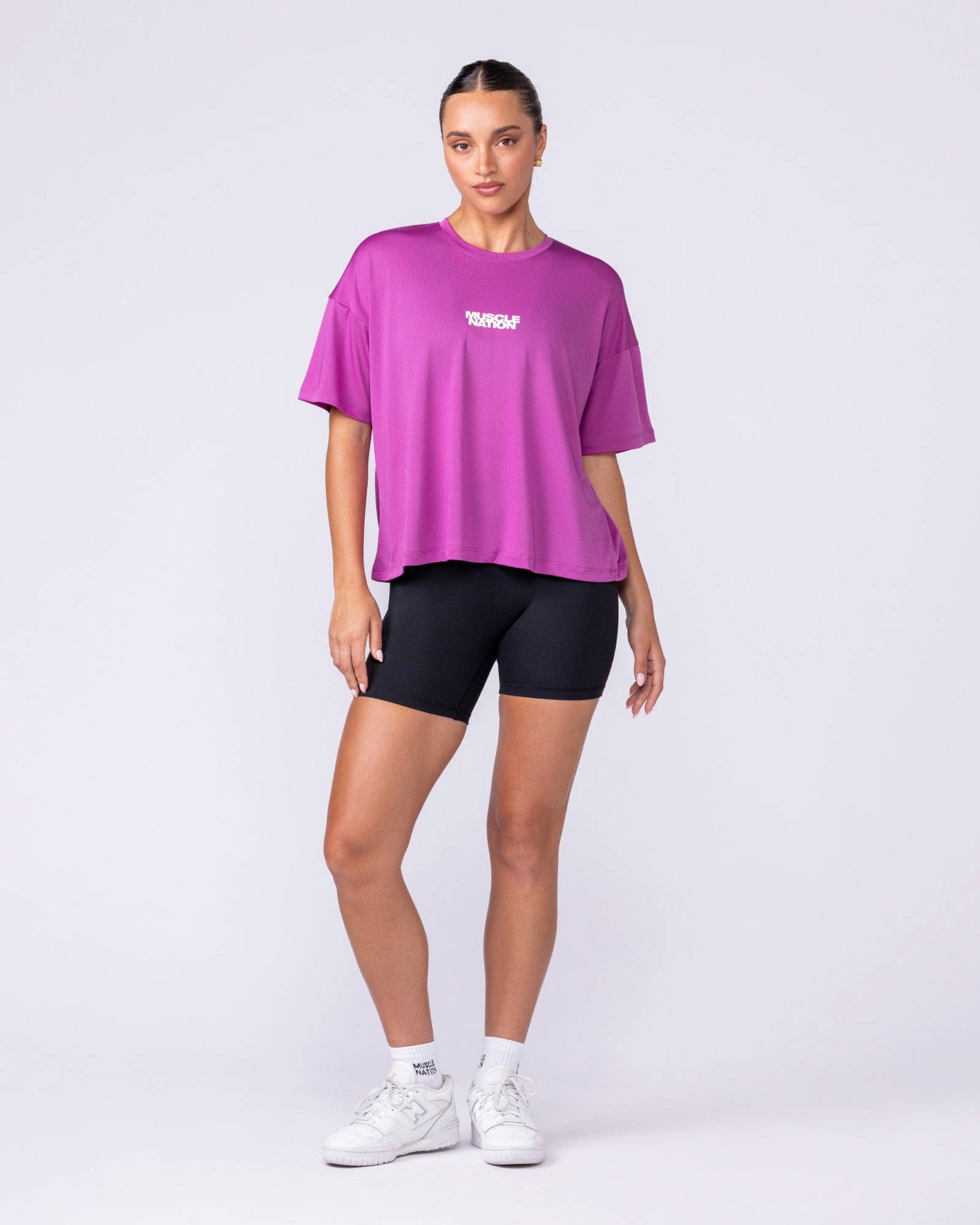 Boxy Training Tee - Radiant Orchid