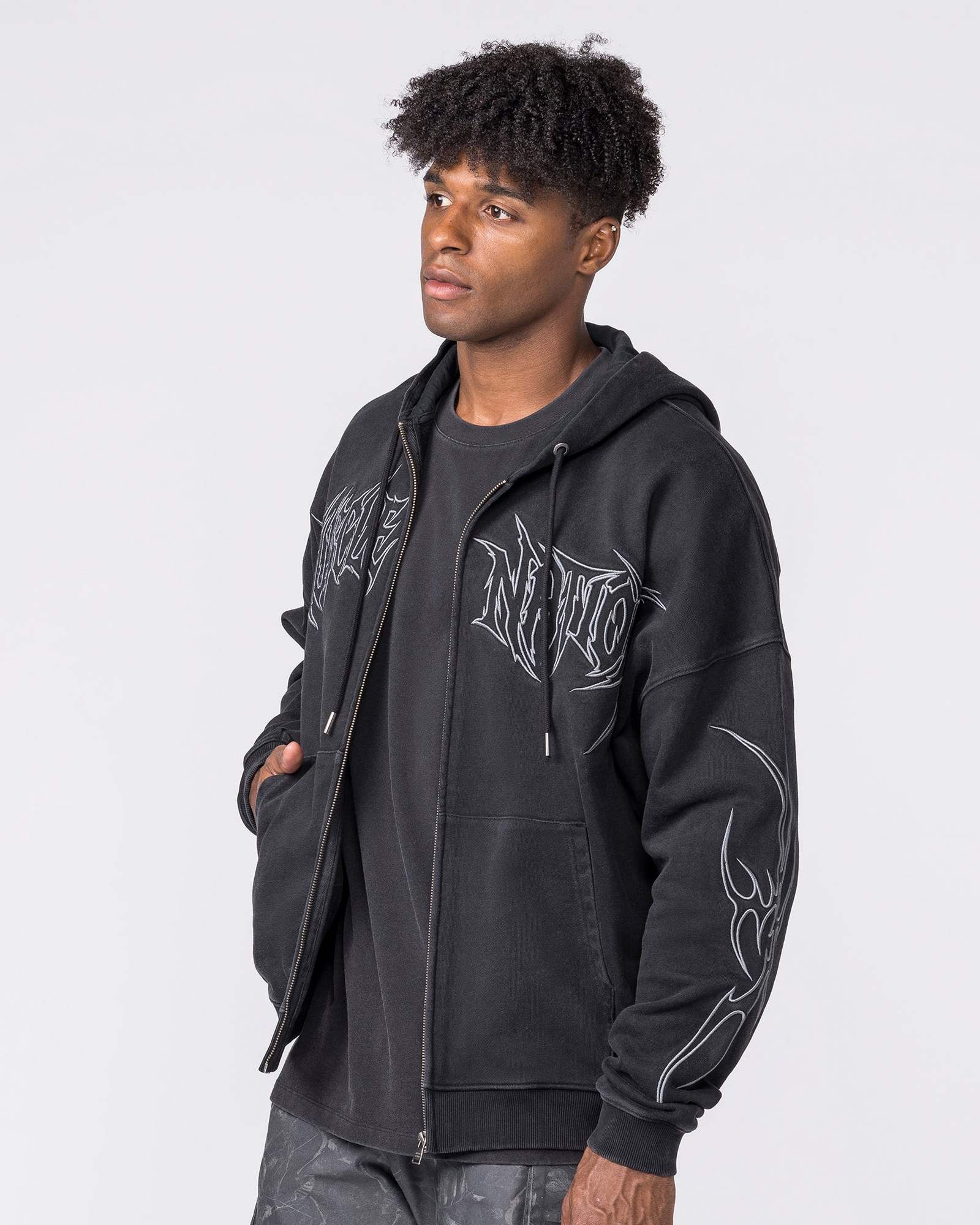 Breakout Vintage Zip Hoodie - Washed Black