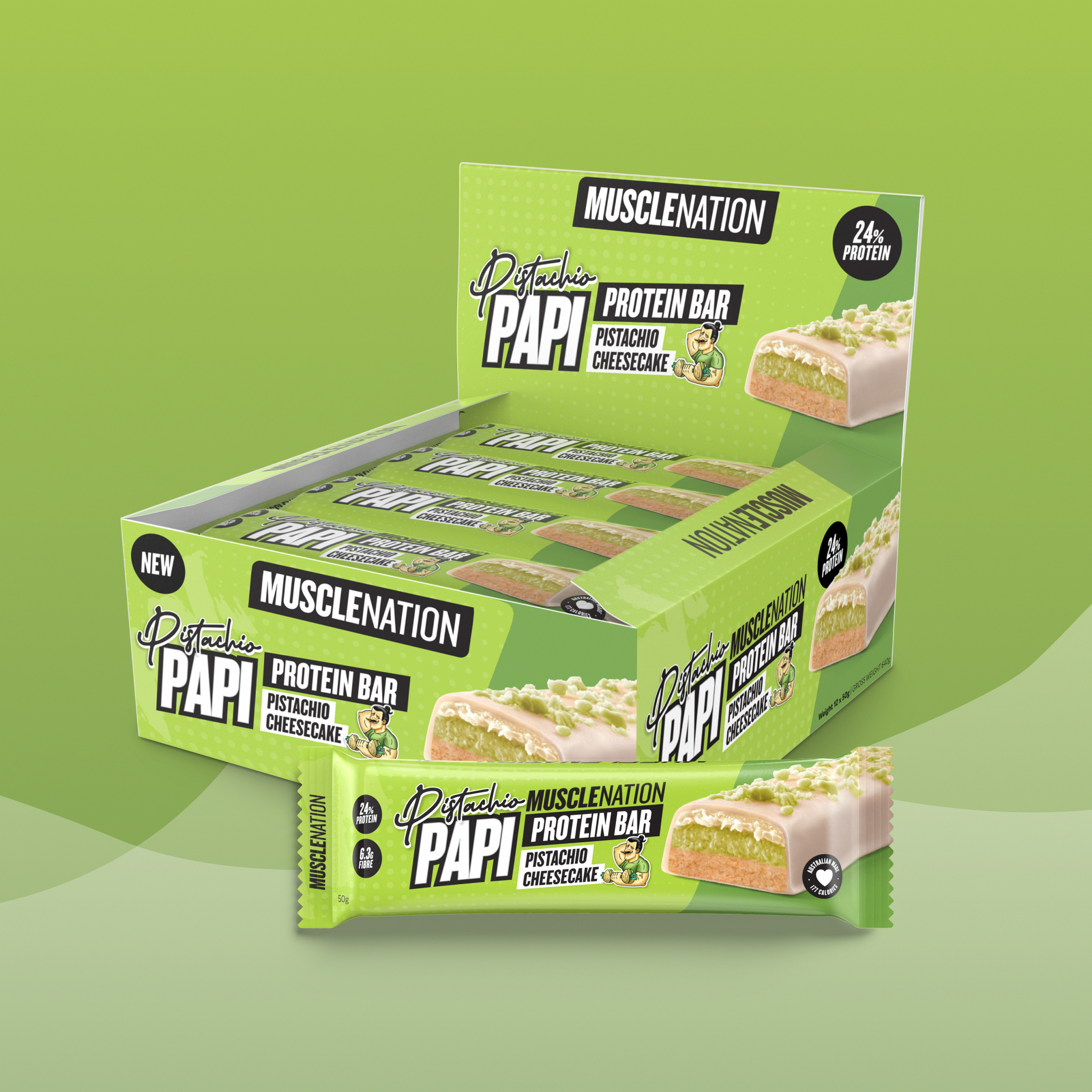 MN x PISTACHIO PAPI Protein Bar - Pistachio Cheesecake - Box of 12