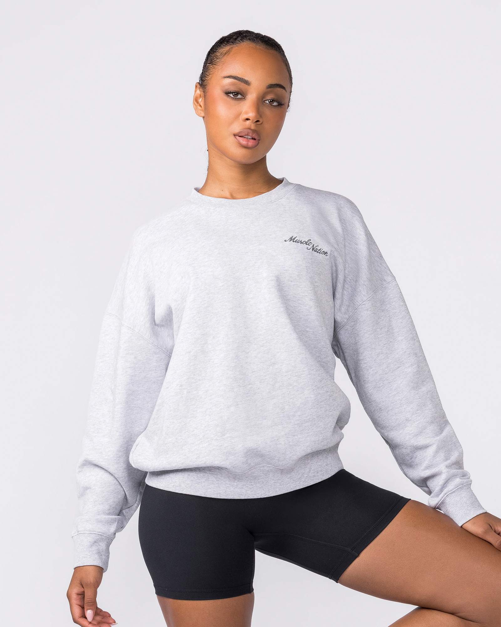 Collective Boxy Pullover - Light Grey Marl