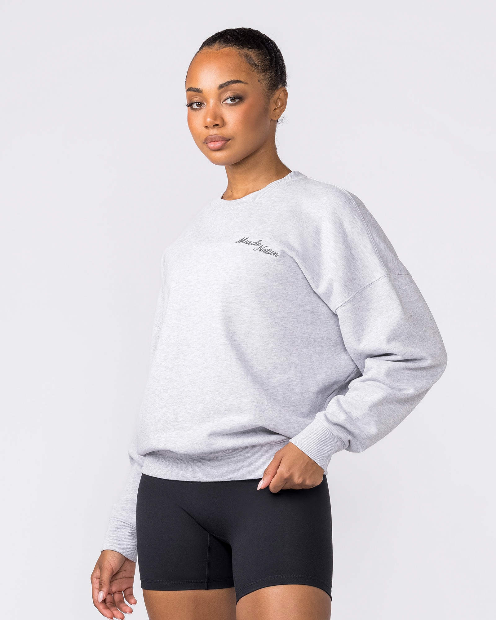 Collective Boxy Pullover - Light Grey Marl