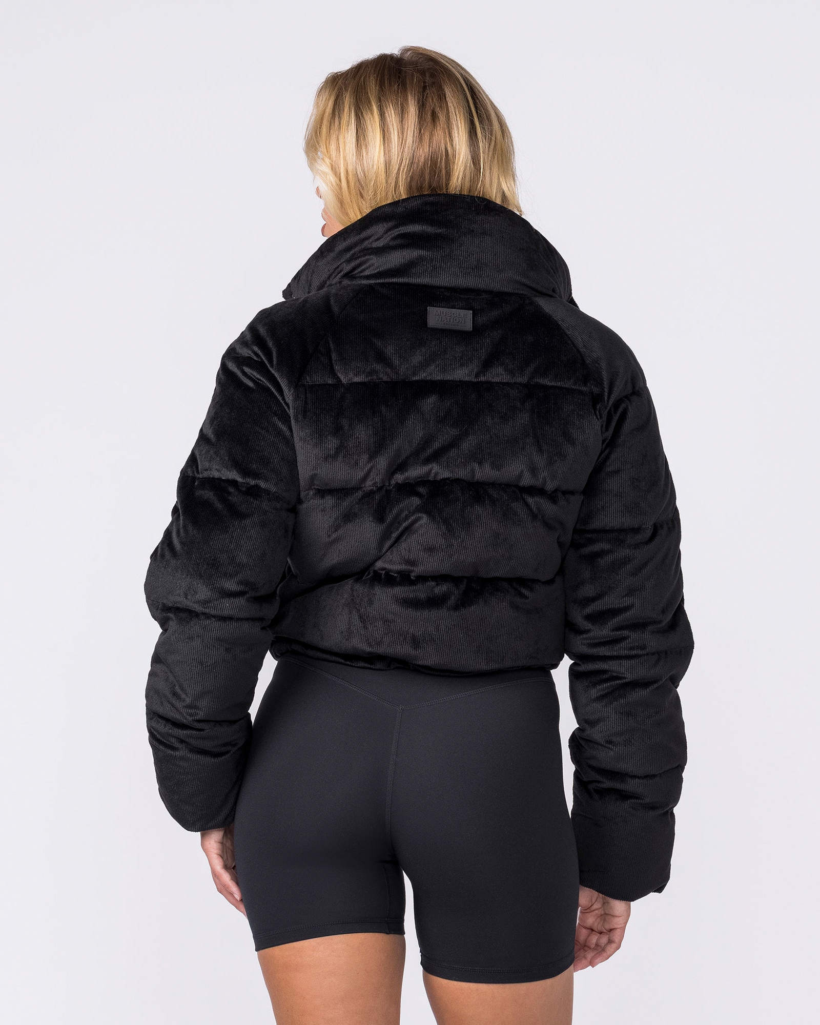 Cord Puffer Jacket - Black