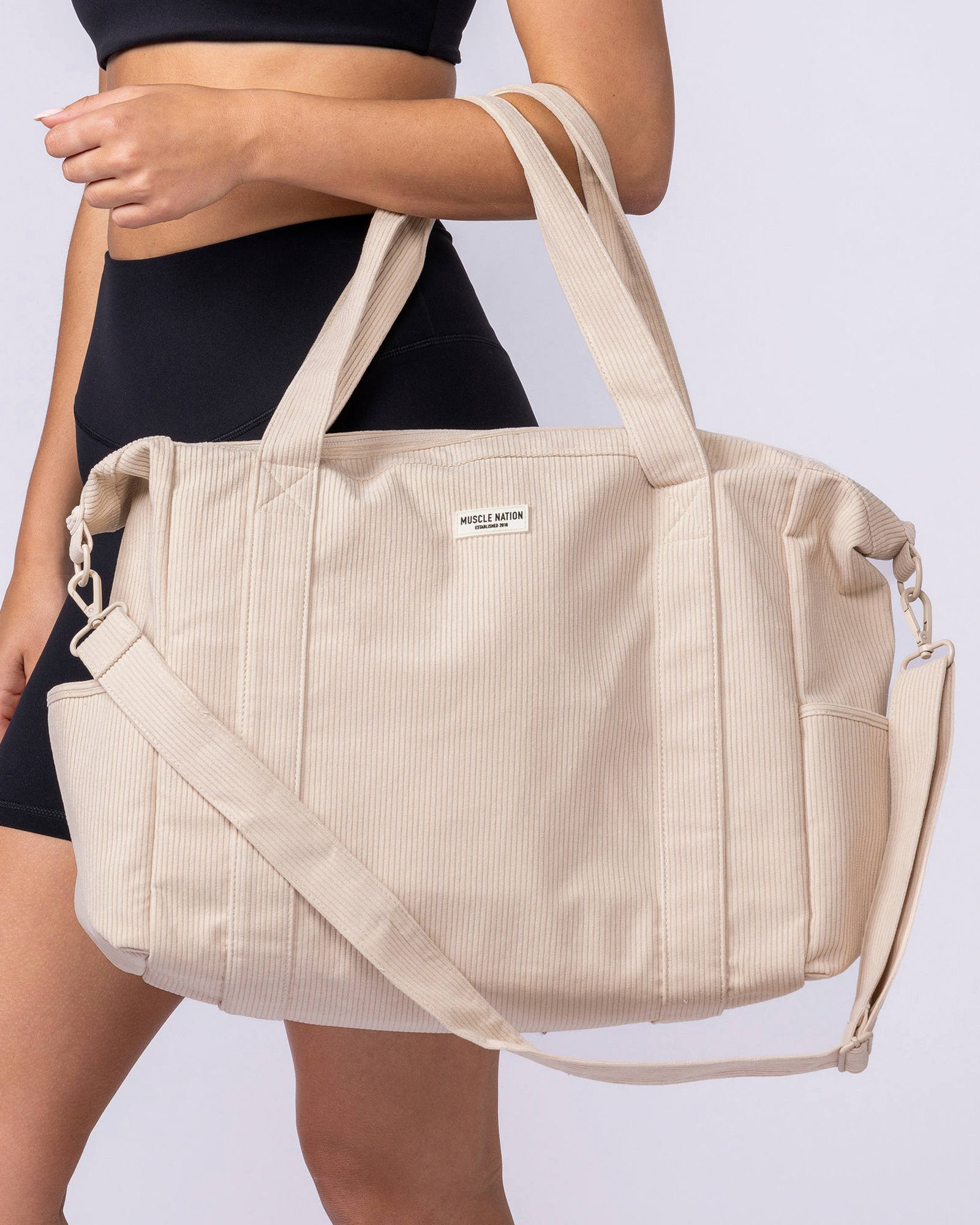 Muscle Nation Corduroy Tote Bag - Soft Beige
