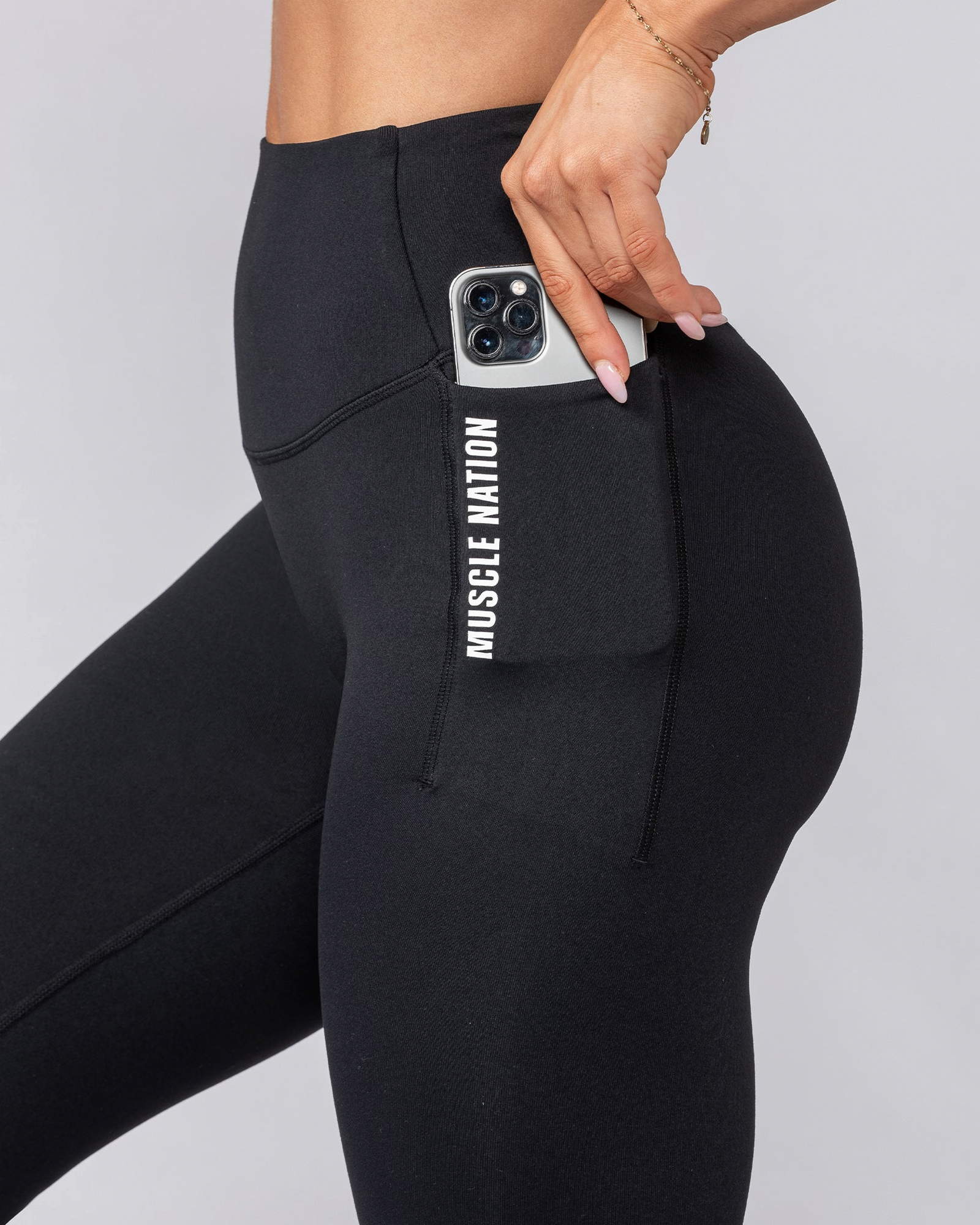 Core Pocket Ankle Length Leggings - Black