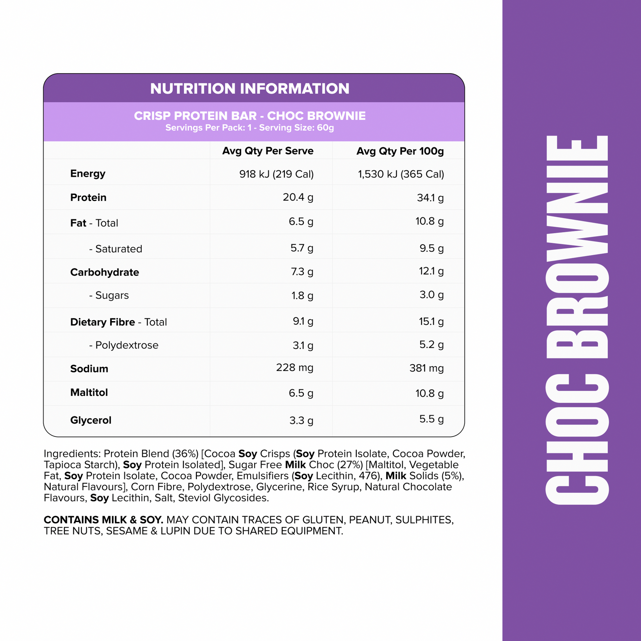 CRISP Protein Bar - Choc Brownie - Box of 12
