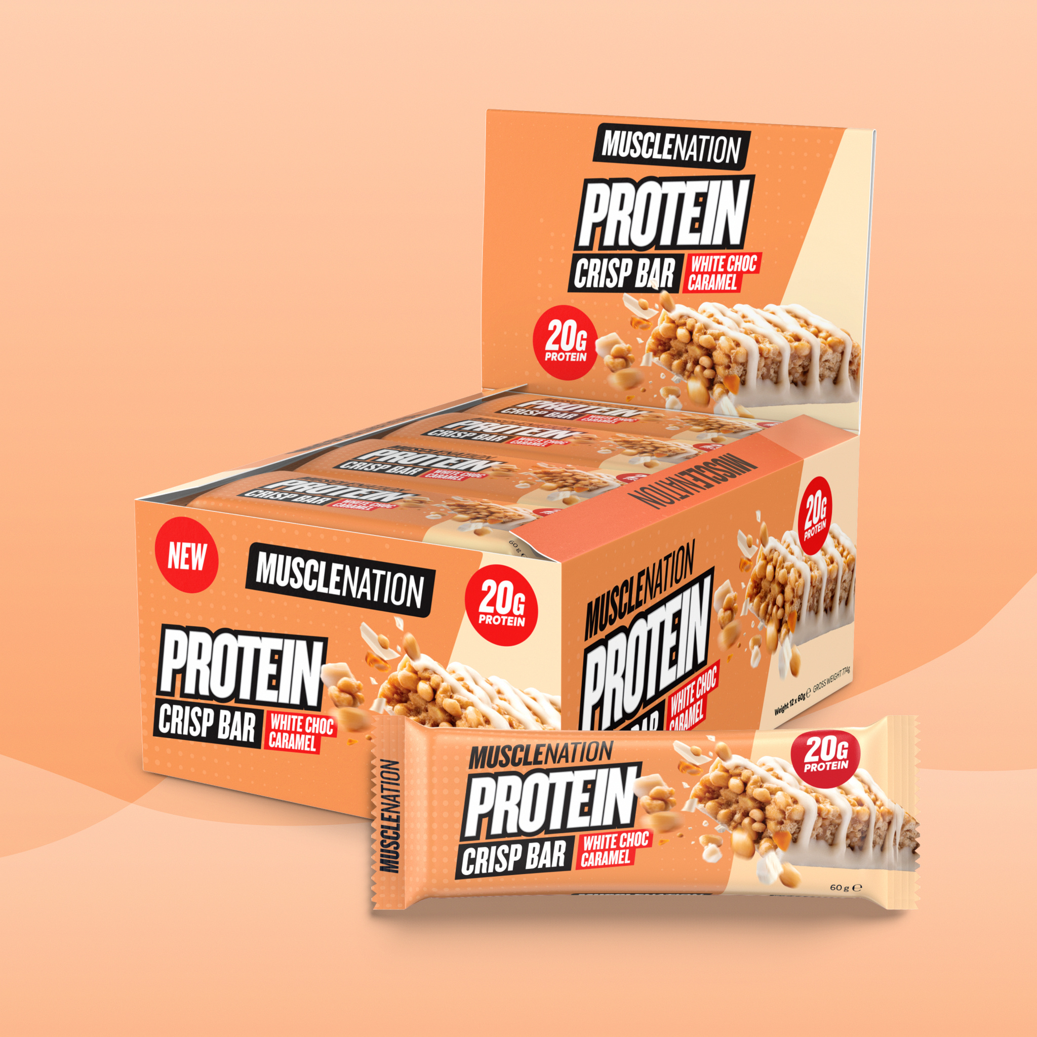 CRISP Protein Bar - White Choc Caramel - Box of 12