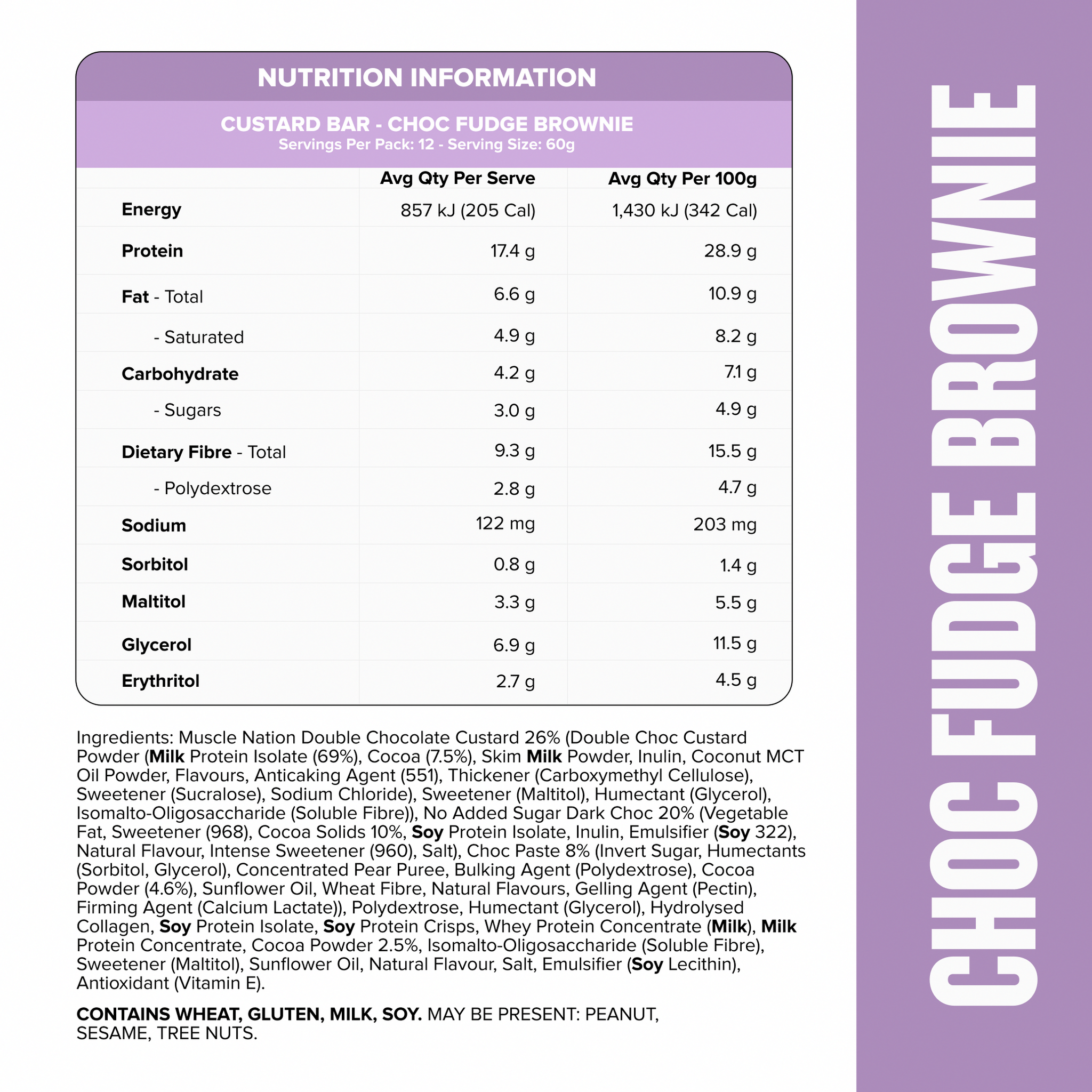 CUSTARD Protein Bar - Choc Fudge Brownie - Box of 12