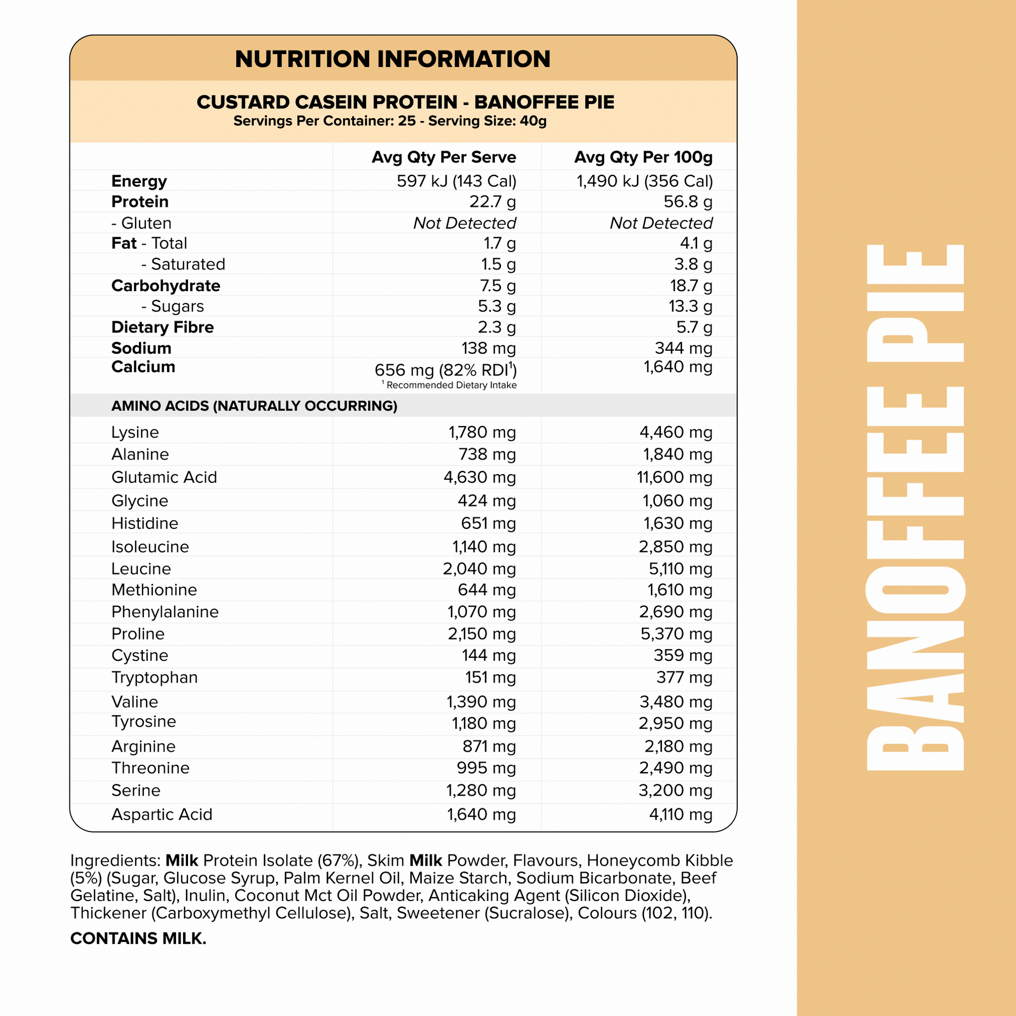 CUSTARD Casein Protein - Banoffee Pie - 25 serves