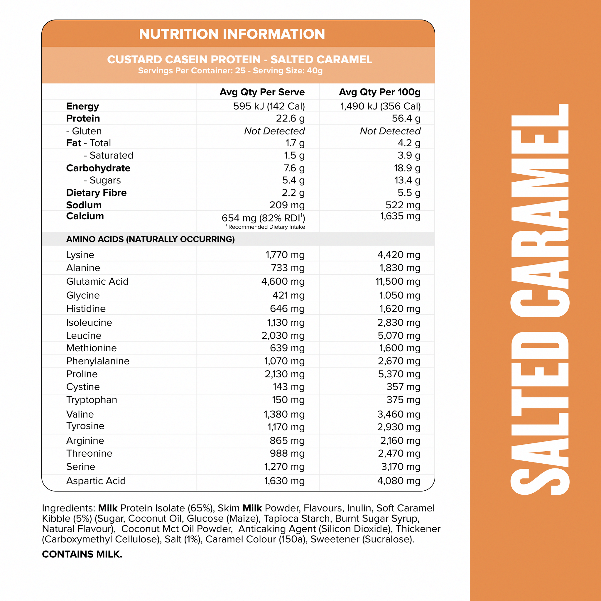 CUSTARD Casein Protein - Salted Caramel - 25 serves