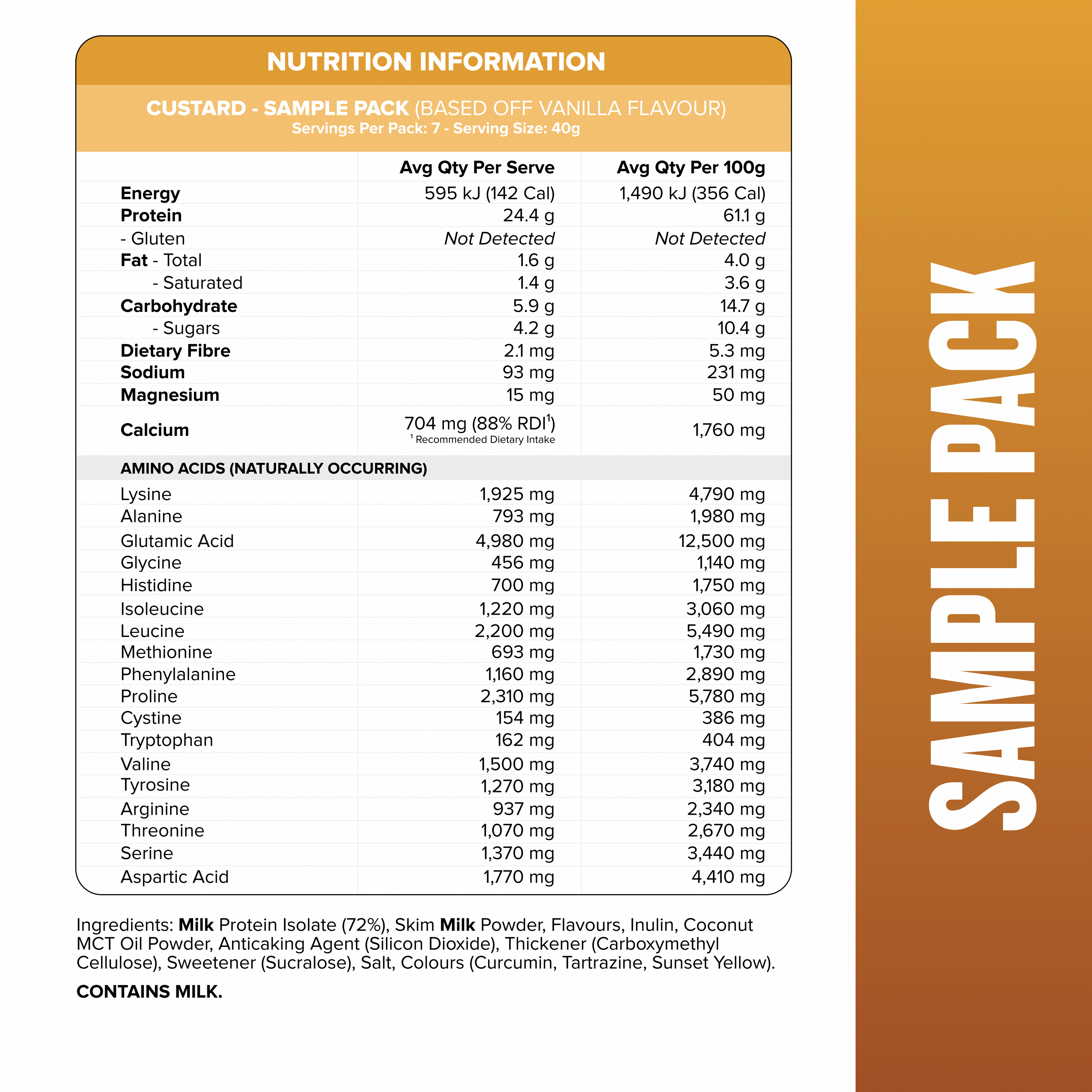 CUSTARD Casein Protein - Sample Pack - 7 Flavours