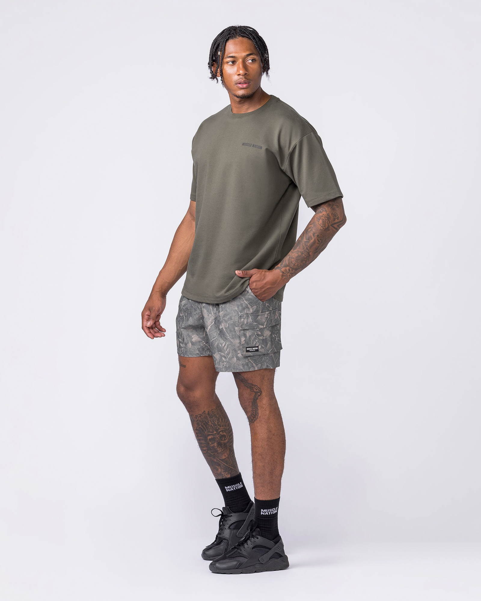 Daily Cargo 5" Shorts - Washed Tree Camo Grey