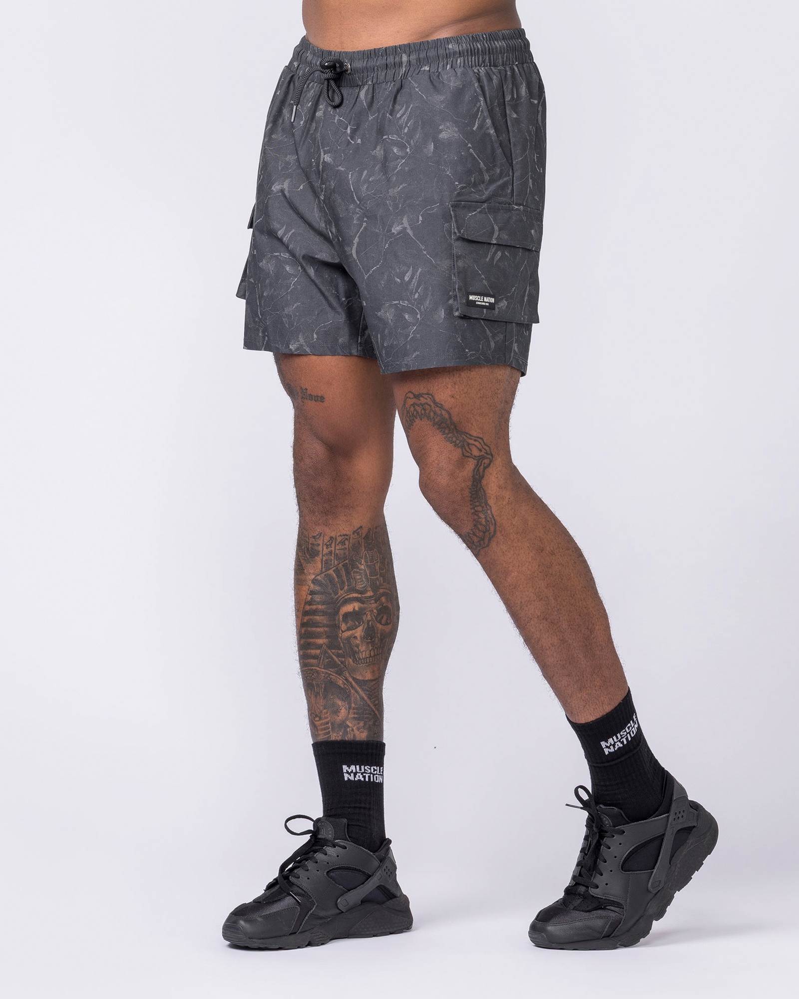 Daily Cargo 5" Shorts - Washed Tree Camo Monochrome