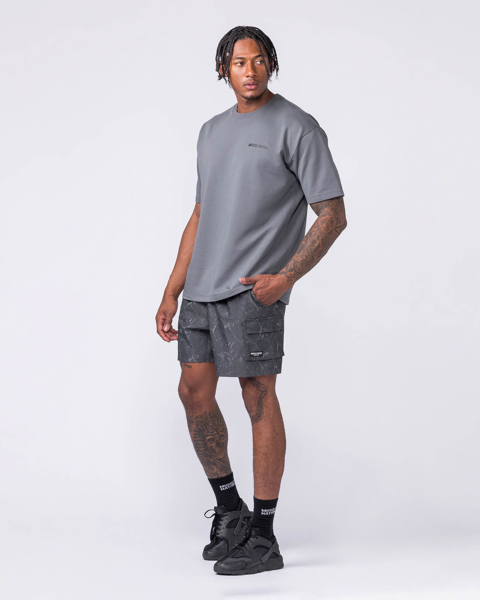 Daily Cargo 5" Shorts - Washed Tree Camo Monochrome
