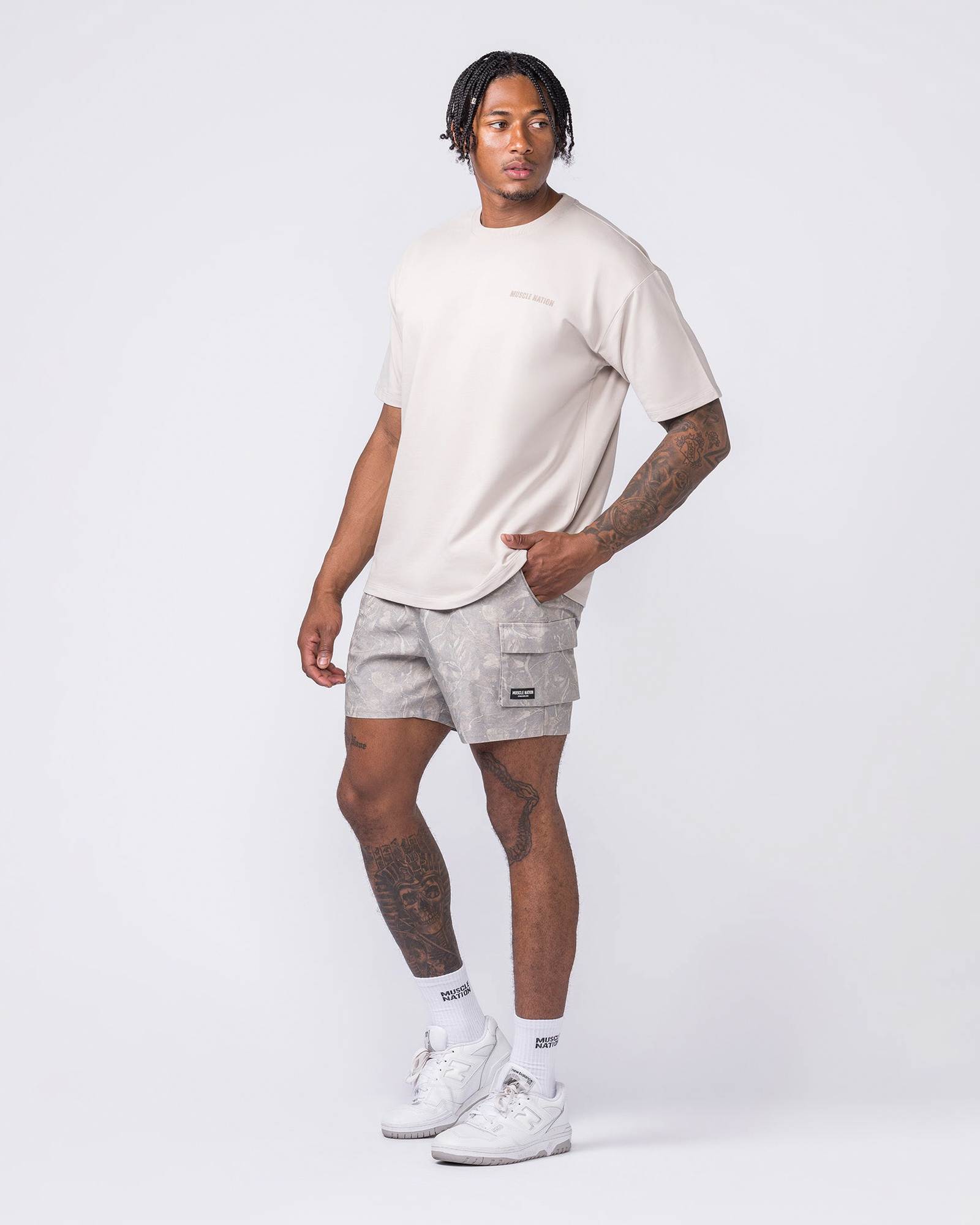 Daily Cargo 5" Shorts - Washed Tree Camo Cream