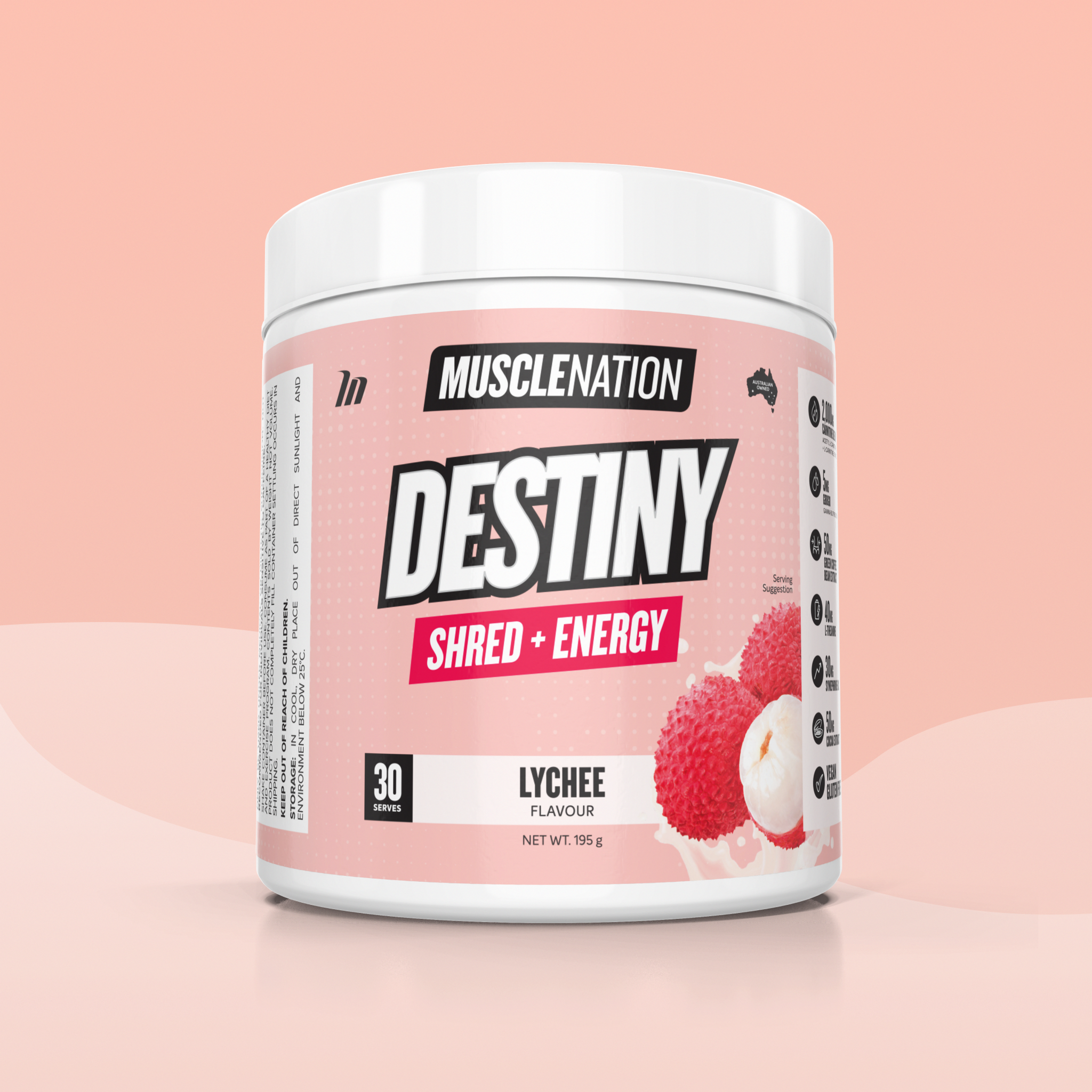 DESTINY Pre-Workout Burn - Lychee - 30 serves