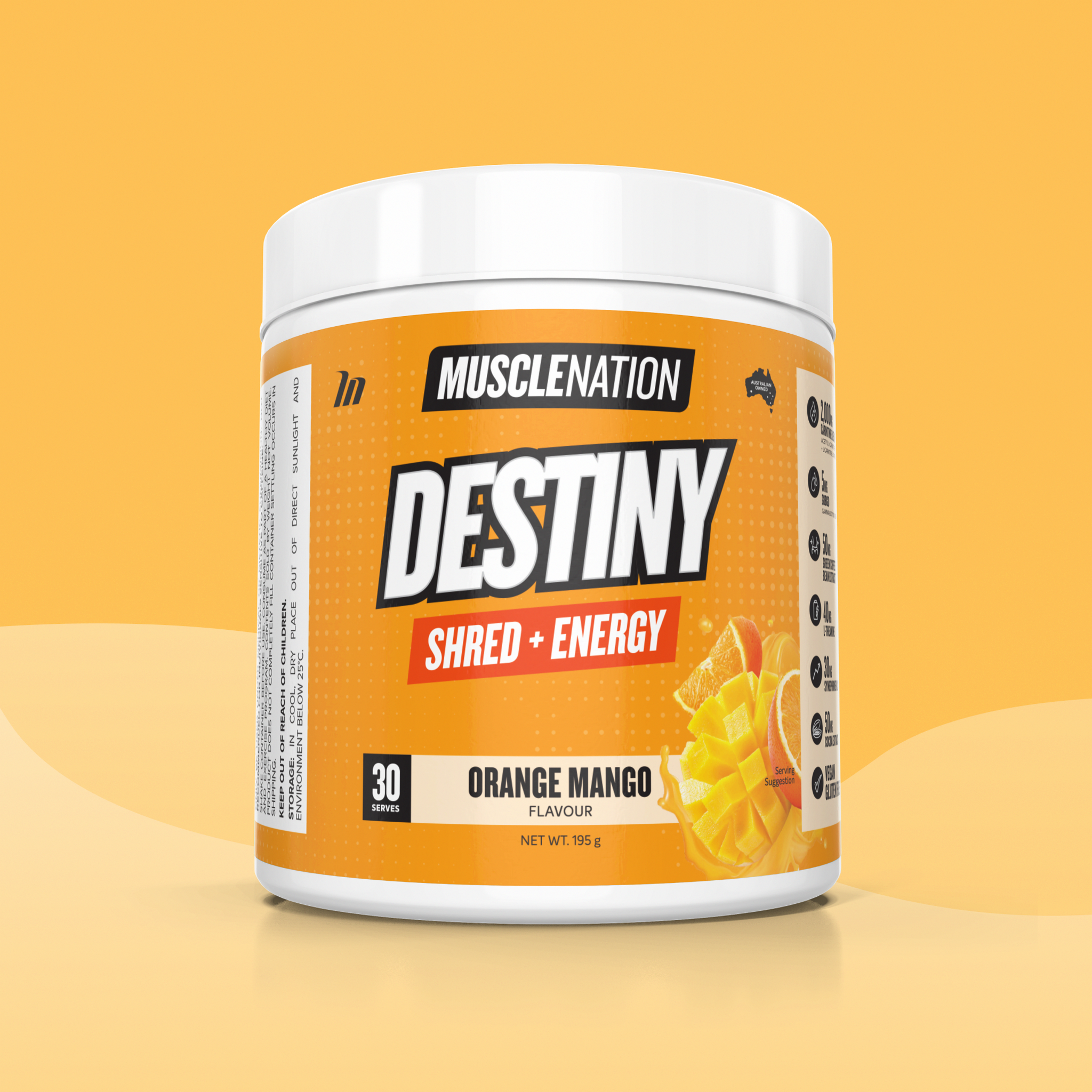 DESTINY Pre-Workout Burn - Orange Mango - 30 serves
