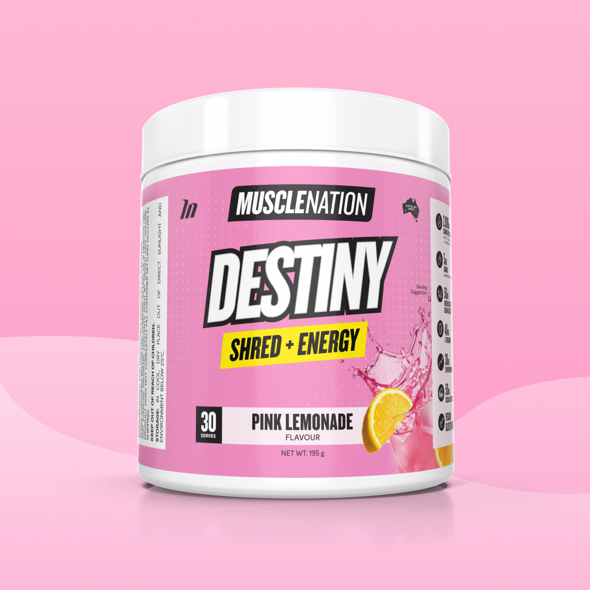 DESTINY Pre-Workout Burn - Pink Lemonade - 30 serves