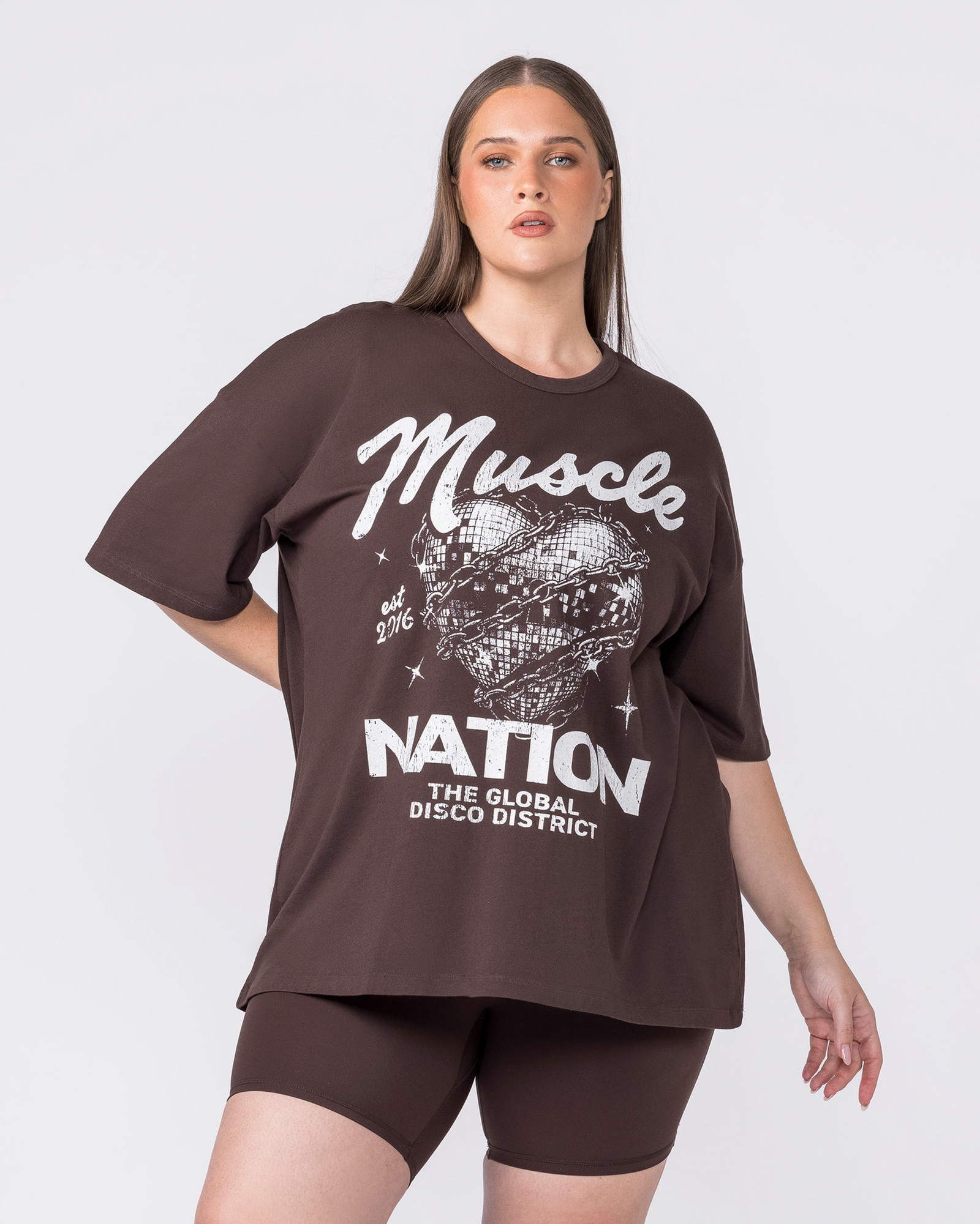 Disco District Oversized Tee - Cocoa