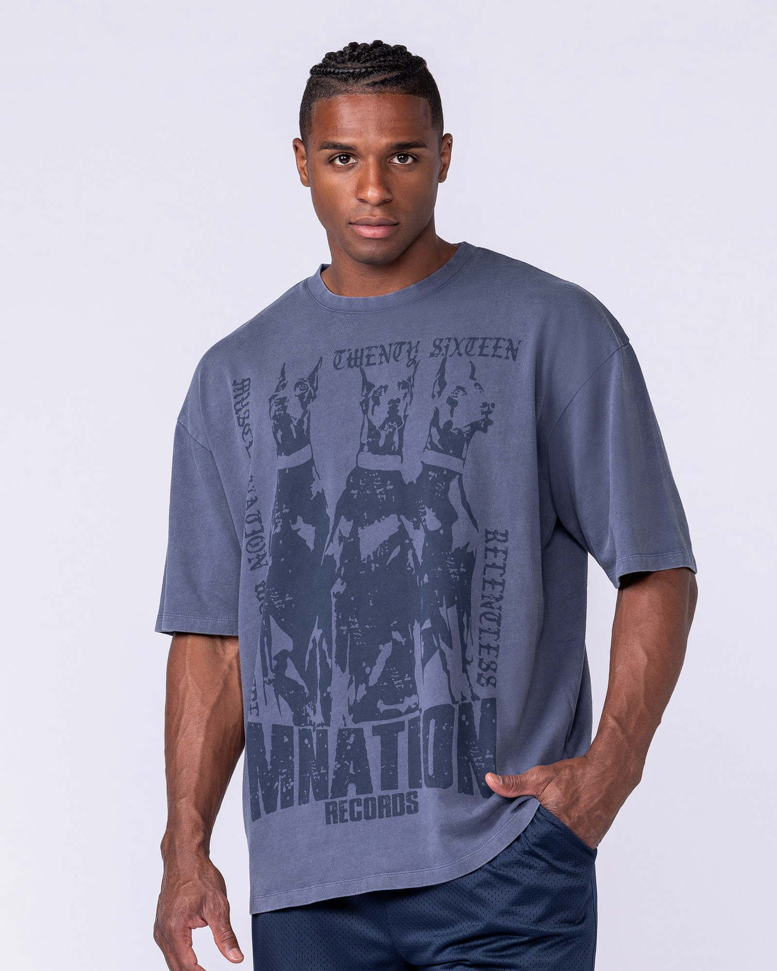 Doberman Oversized Vintage Tee - Washed Atlantis