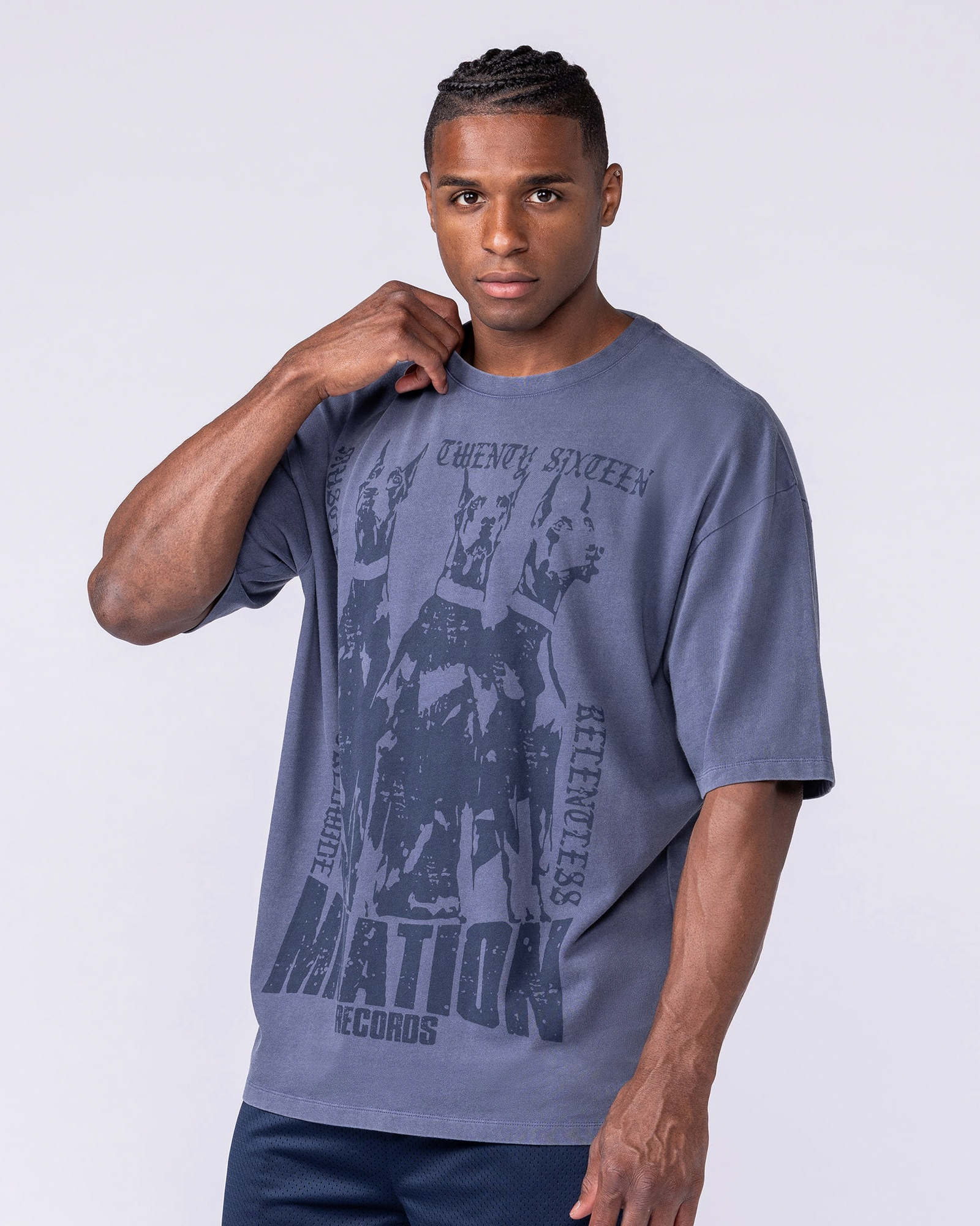 Doberman Oversized Vintage Tee - Washed Atlantis